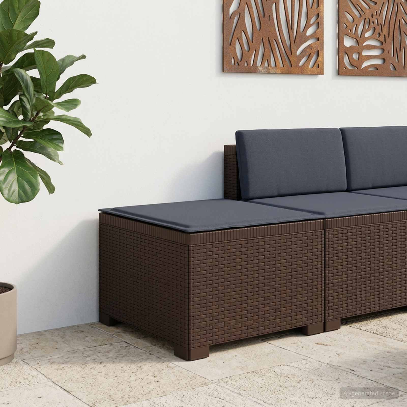 vidaXL Eénpersoons Tuinbank Rattan Look PP Antraciet