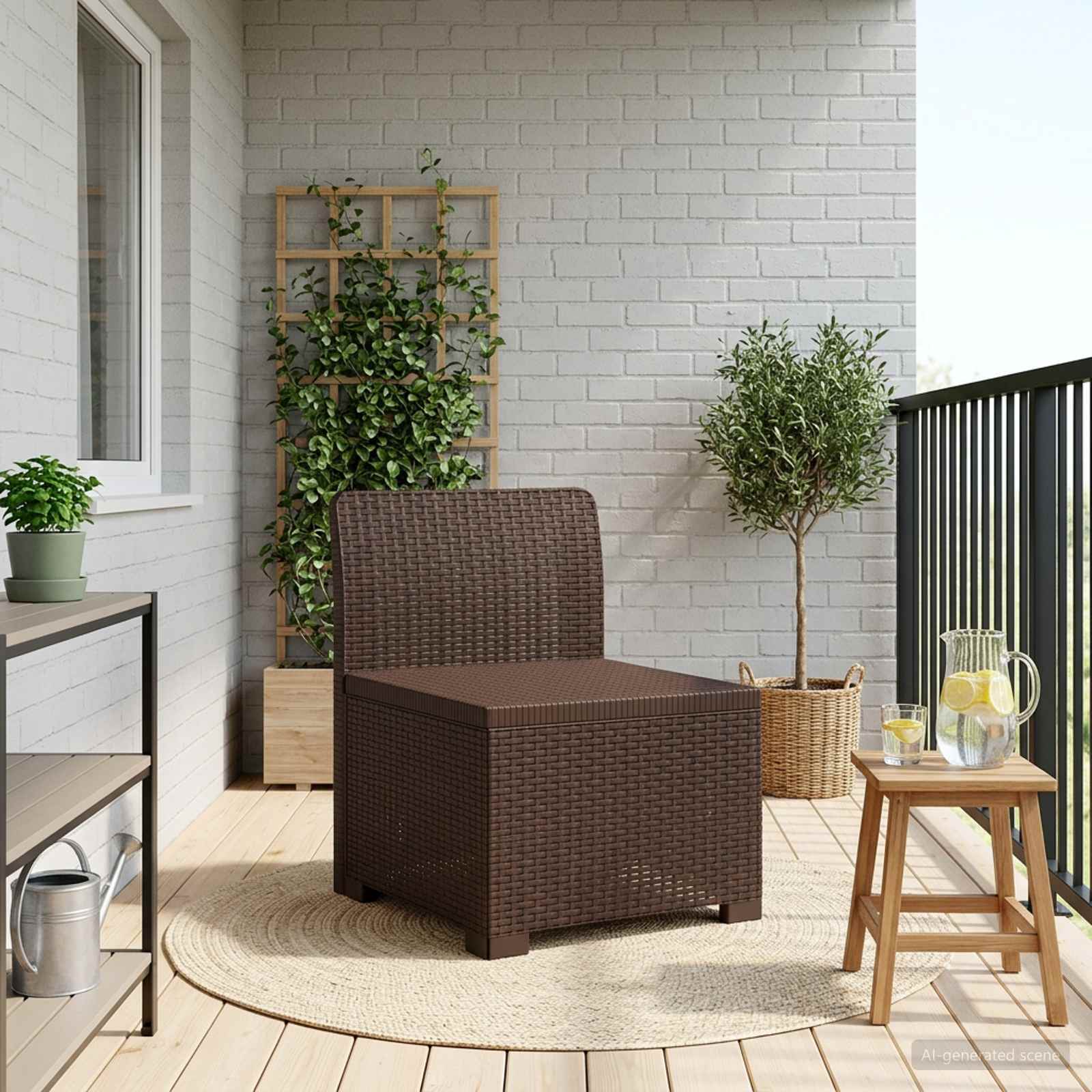 vidaXL Eénpersoons Tuinbank Rattan Look PP Antraciet