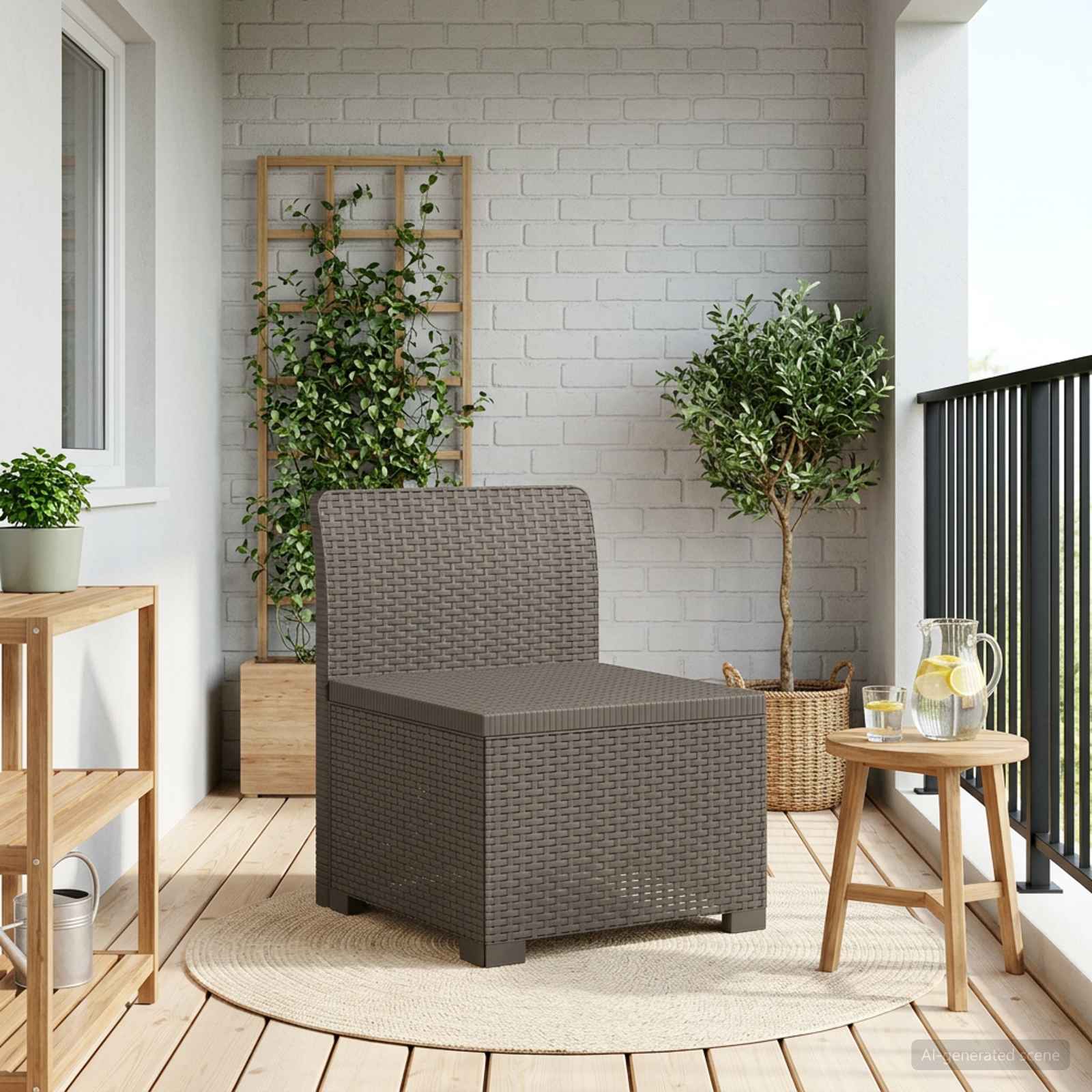 vidaXL Eénpersoons Tuinbank Rattan Look PP Antraciet