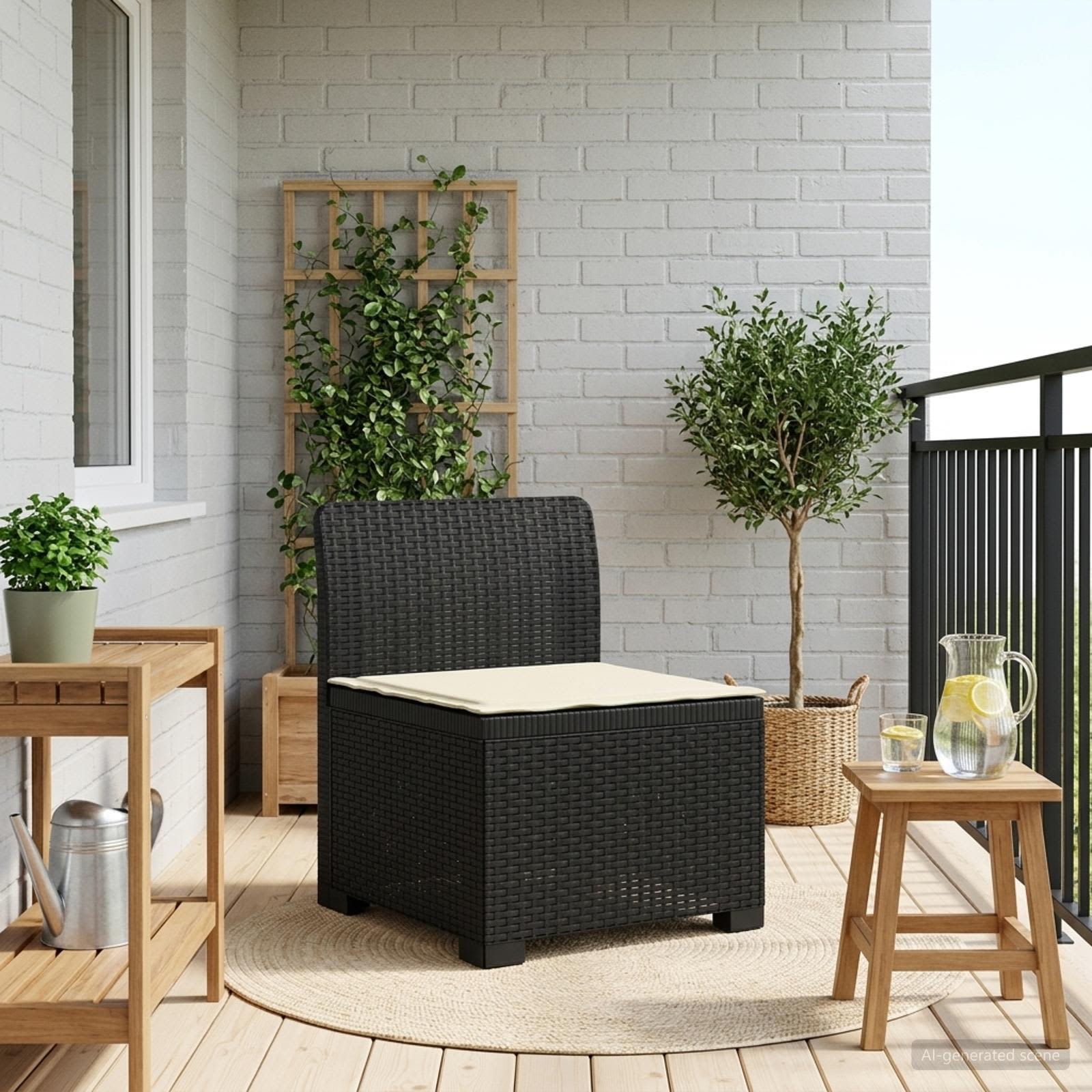 vidaXL Eénpersoons Tuinbank Rattan Look PP Antraciet