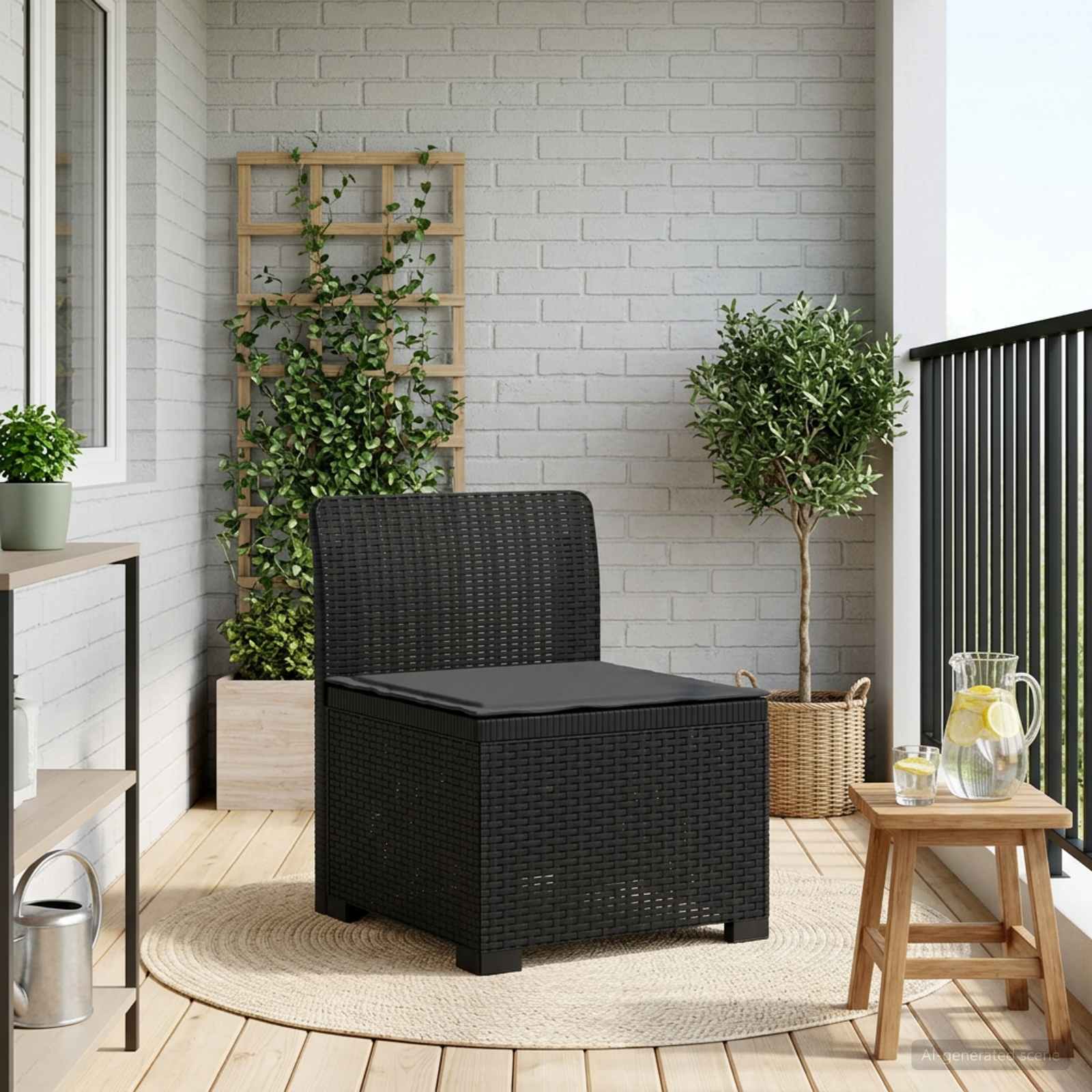 vidaXL Eénpersoons Tuinbank Rattan Look PP Antraciet
