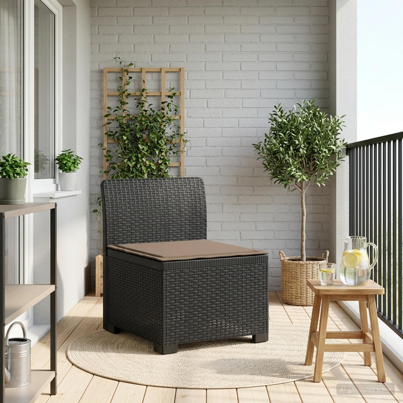 vidaXL Eénpersoons Tuinbank Rattan Look PP Antraciet
