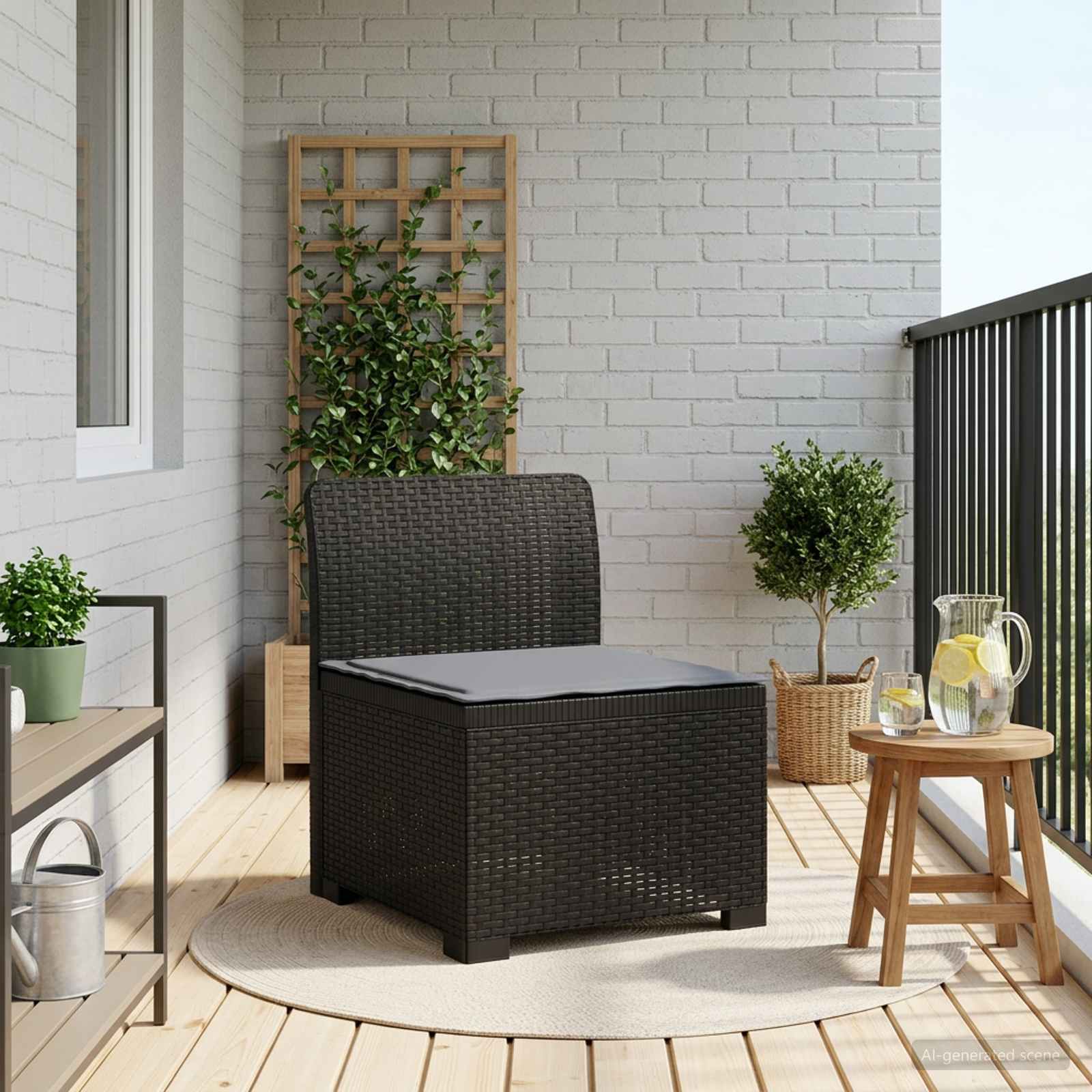 vidaXL Eénpersoons Tuinbank Rattan Look PP Antraciet