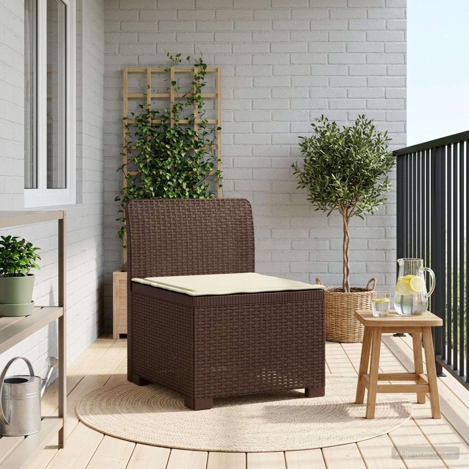 vidaXL Eénpersoons Tuinbank Rattan Look PP Antraciet