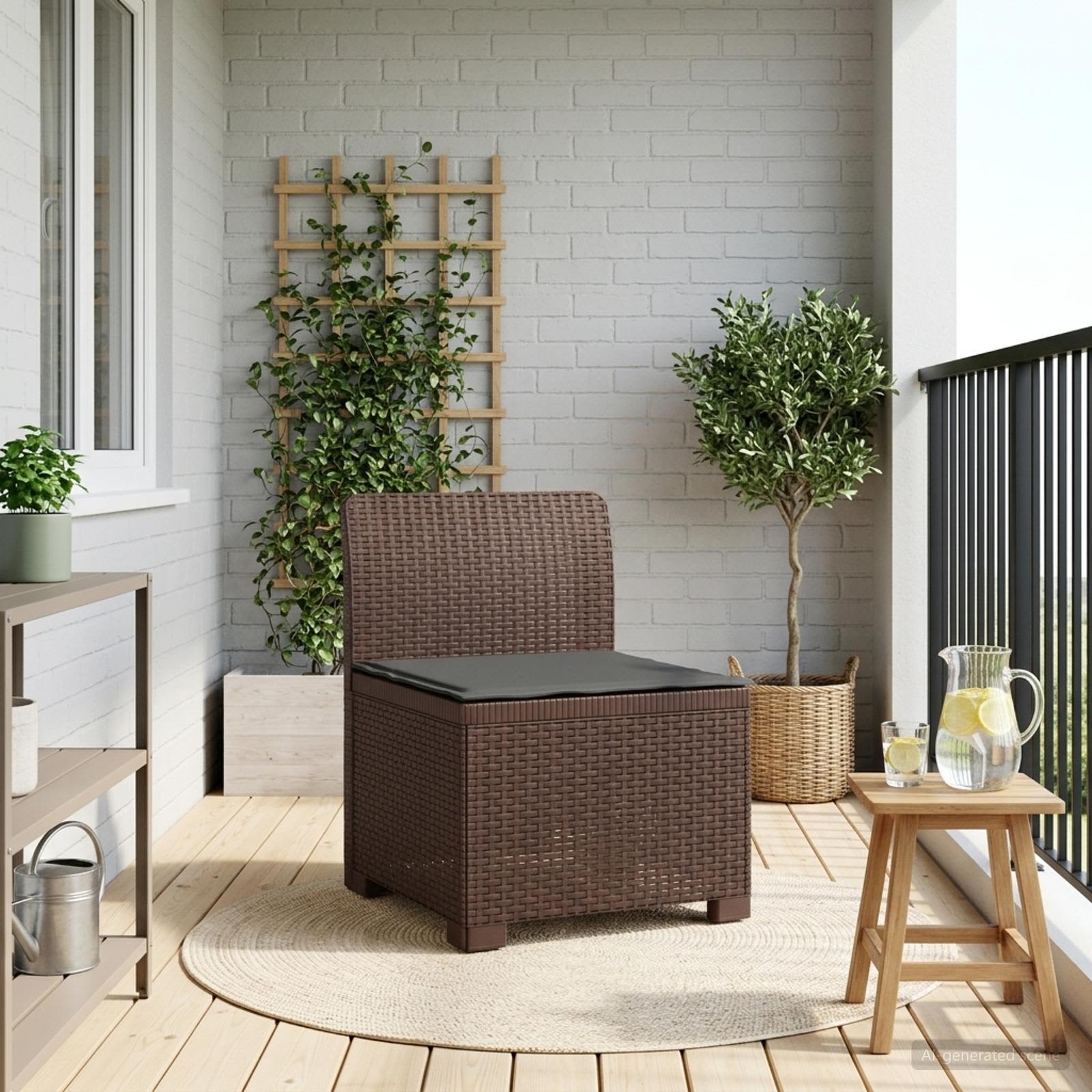 vidaXL Eénpersoons Tuinbank Rattan Look PP Antraciet