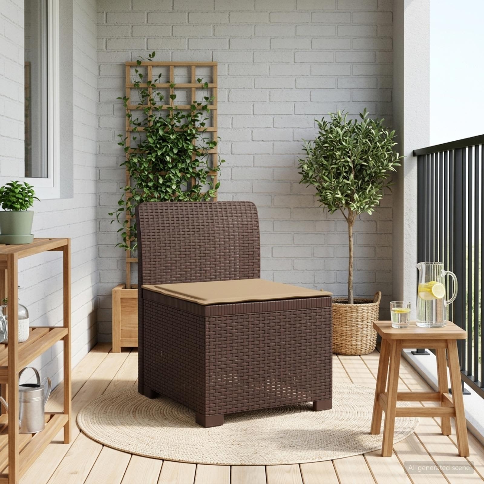 vidaXL Eénpersoons Tuinbank Rattan Look PP Antraciet