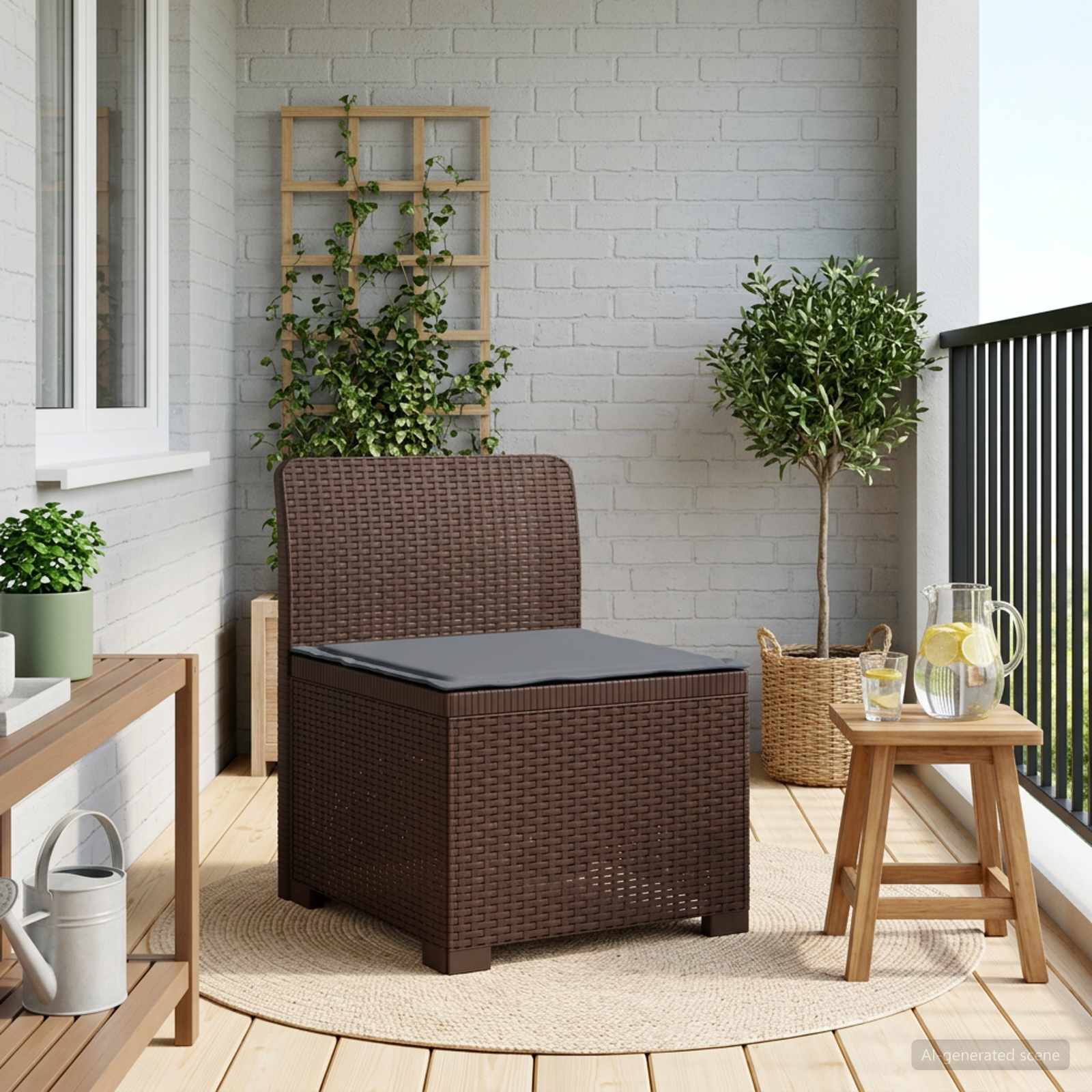 vidaXL Eénpersoons Tuinbank Rattan Look PP Antraciet