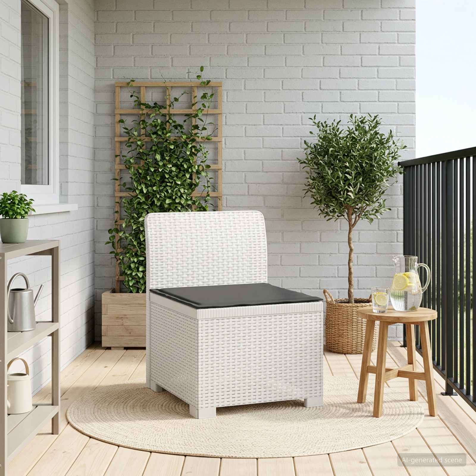 vidaXL Eénpersoons Tuinbank Rattan Look PP Antraciet