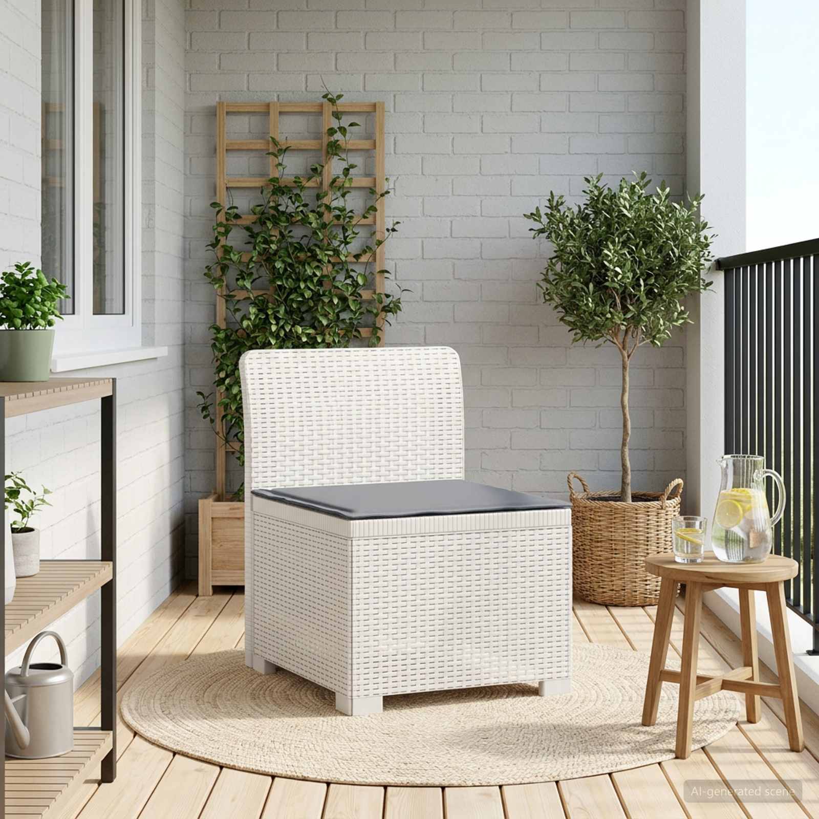 vidaXL Eénpersoons Tuinbank Rattan Look PP Antraciet