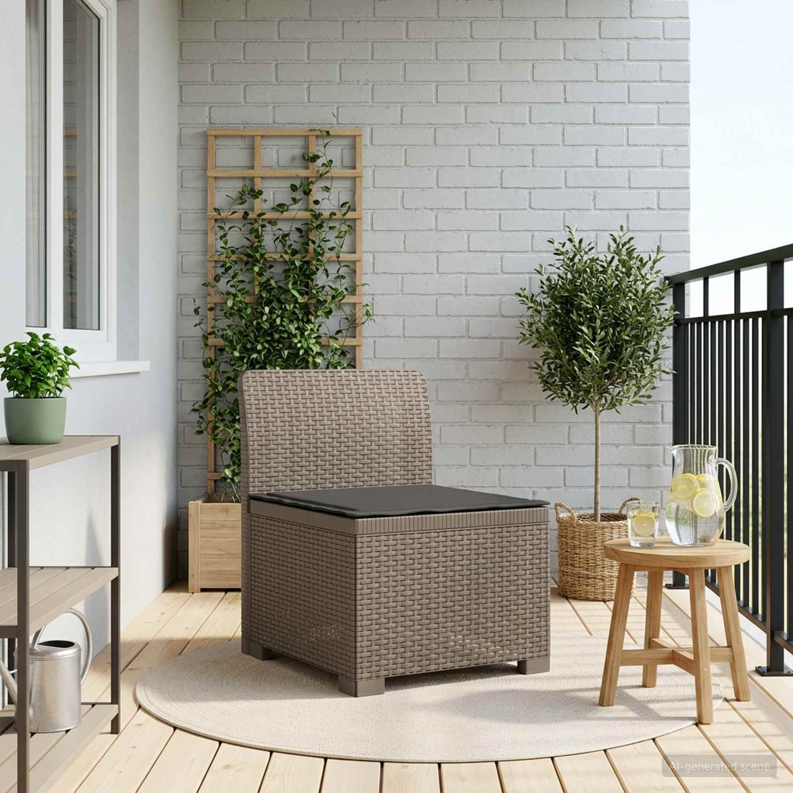 vidaXL Eénpersoons Tuinbank Rattan Look PP Antraciet
