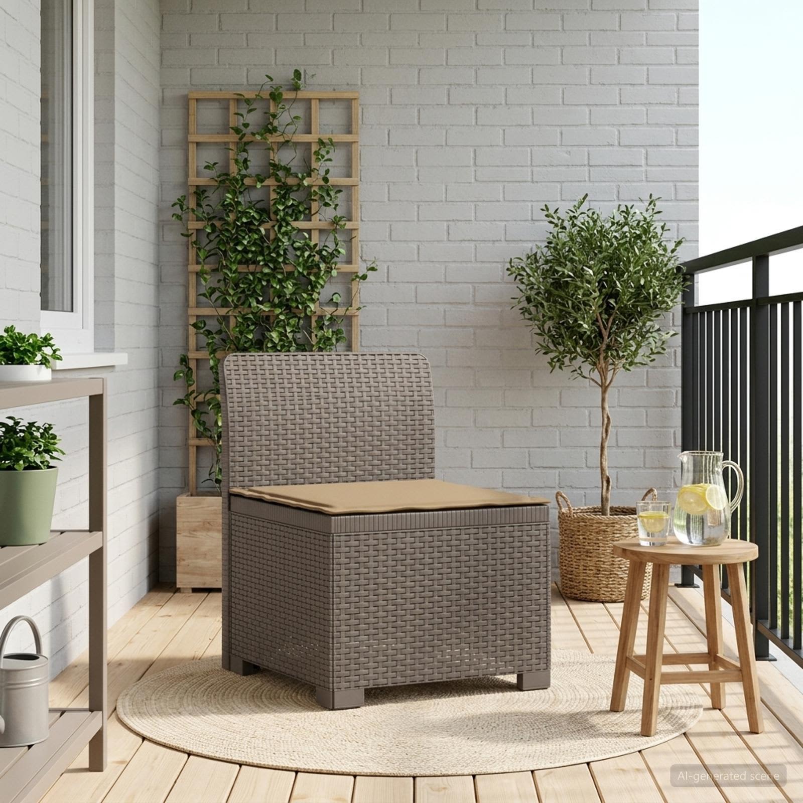vidaXL Eénpersoons Tuinbank Rattan Look PP Antraciet