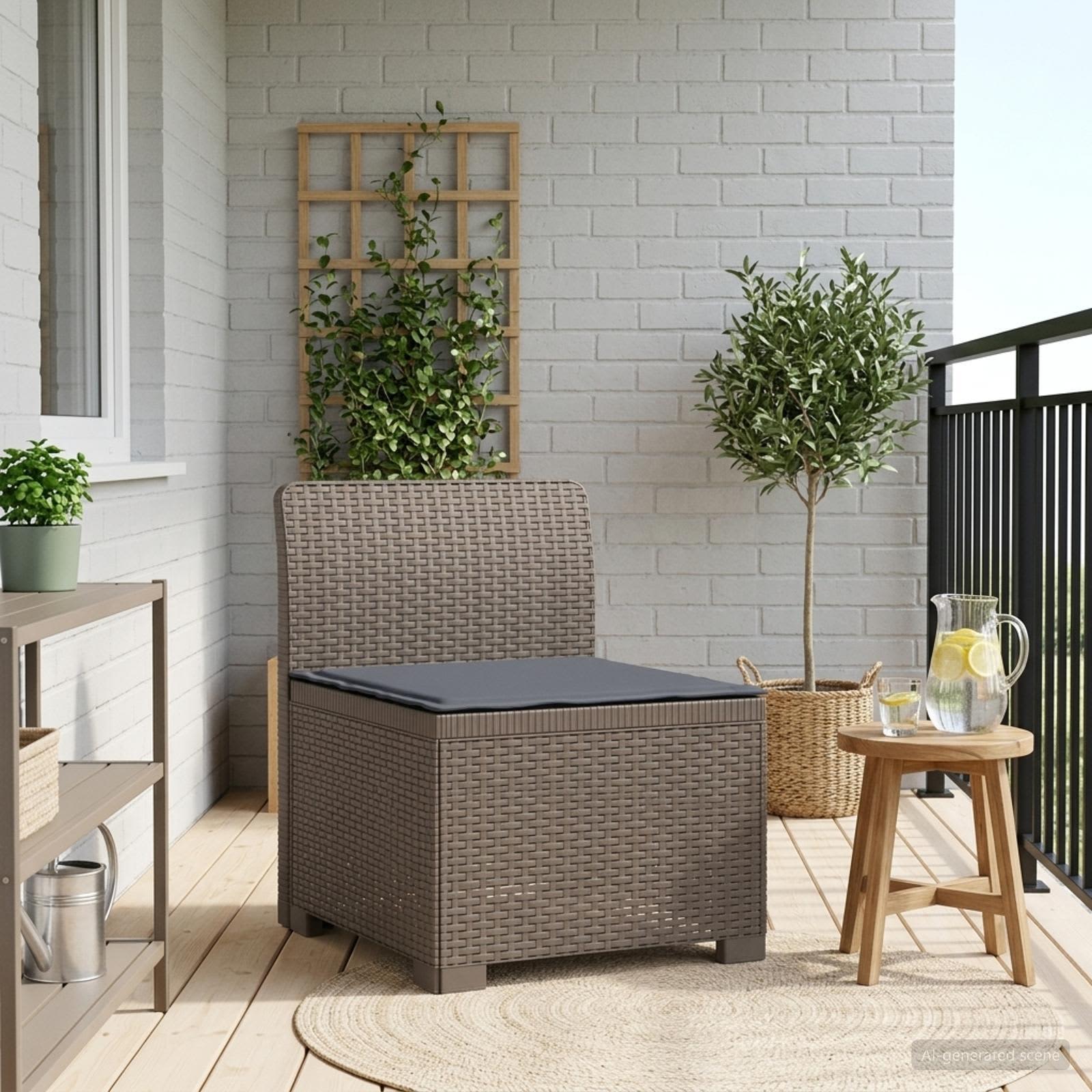 vidaXL Eénpersoons Tuinbank Rattan Look PP Antraciet