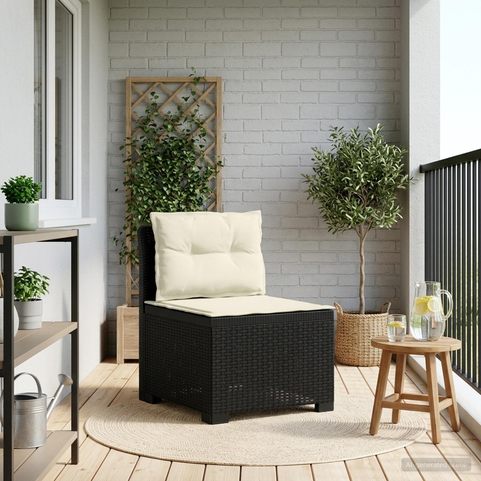 vidaXL Eénpersoons Tuinbank Rattan Look PP Antraciet