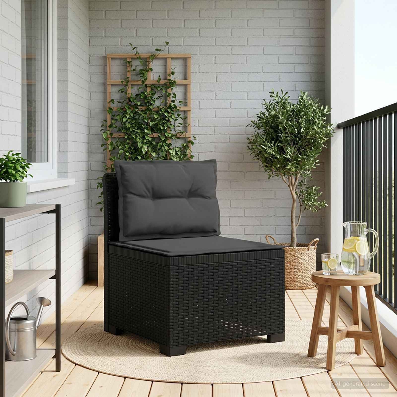 vidaXL Eénpersoons Tuinbank Rattan Look PP Antraciet