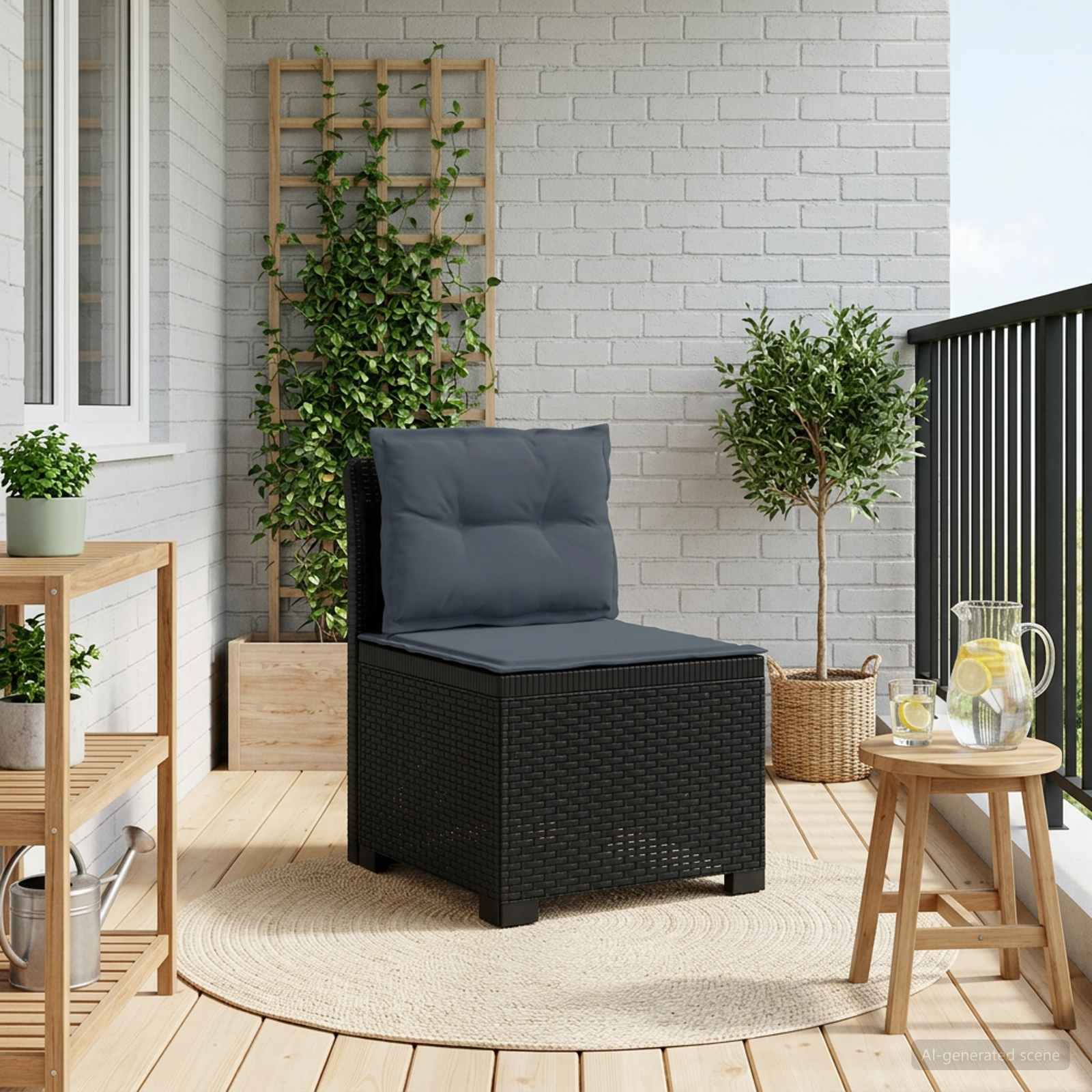 vidaXL Eénpersoons Tuinbank Rattan Look PP Antraciet