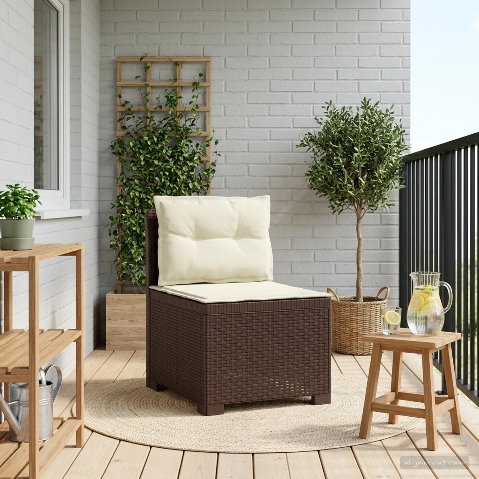 vidaXL Eénpersoons Tuinbank Rattan Look PP Antraciet