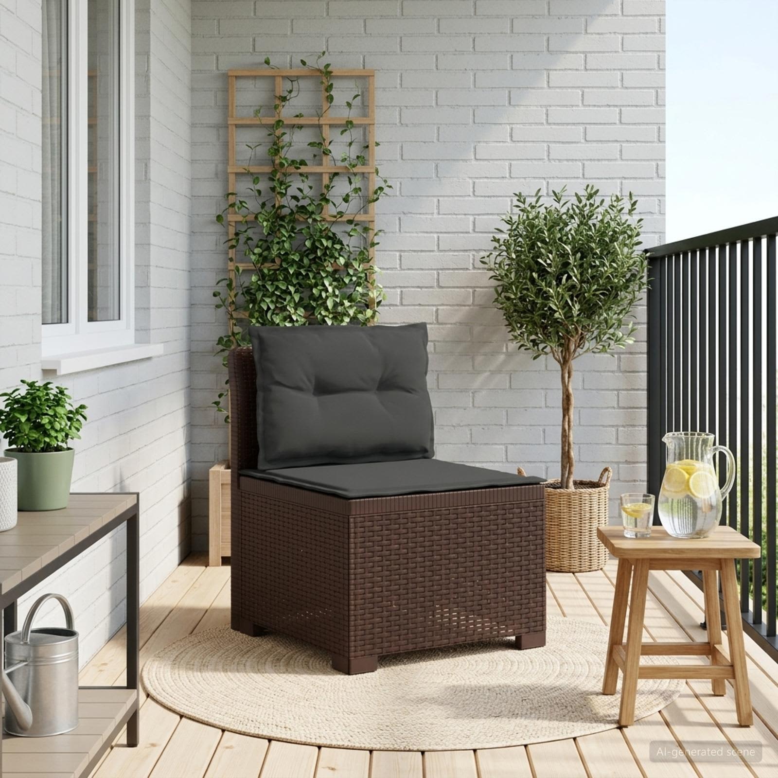 vidaXL Eénpersoons Tuinbank Rattan Look PP Antraciet