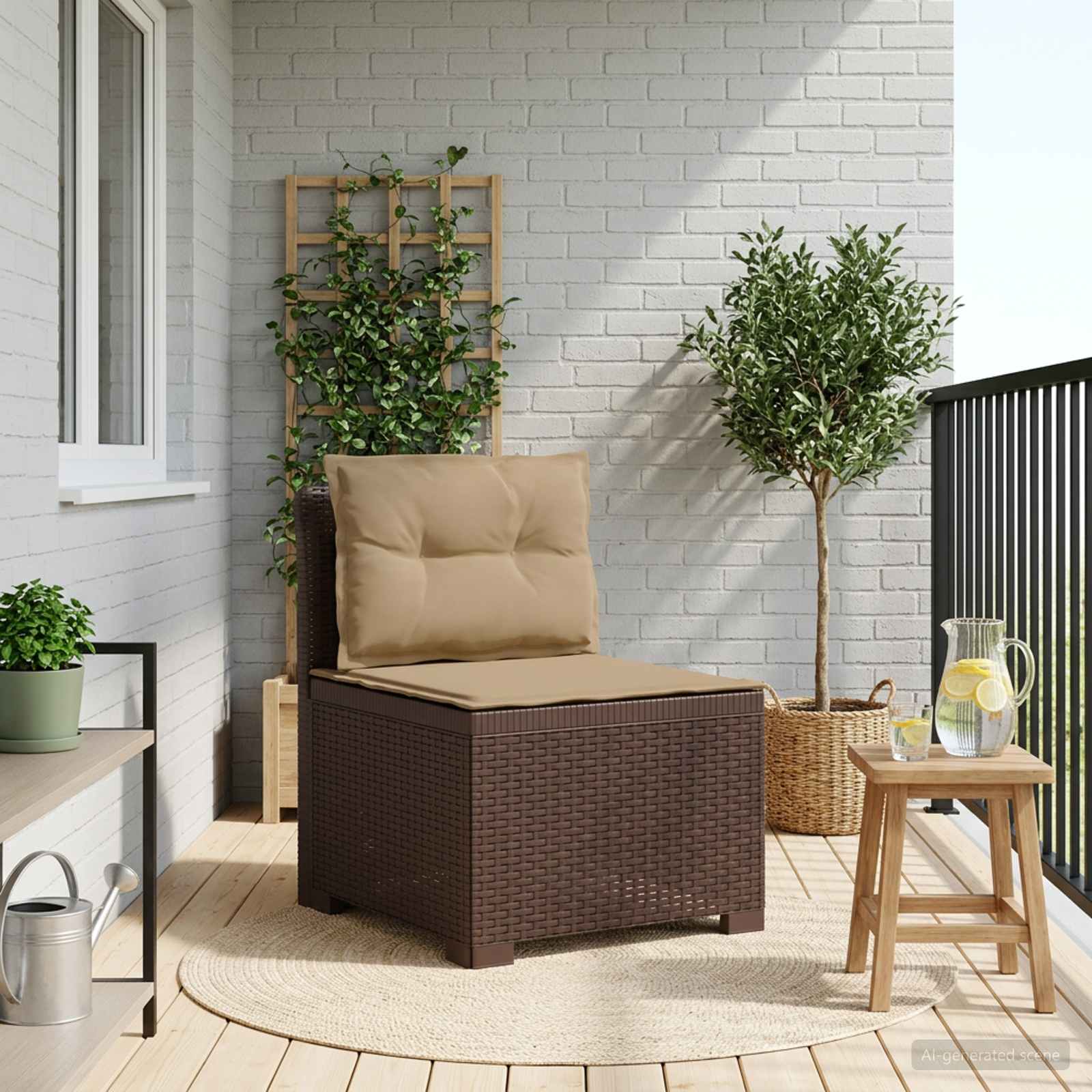 vidaXL Eénpersoons Tuinbank Rattan Look PP Antraciet
