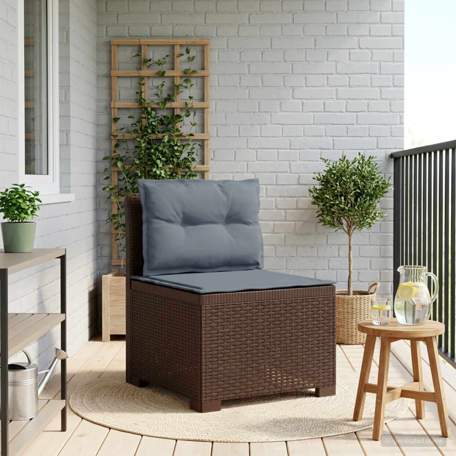 vidaXL Eénpersoons Tuinbank Rattan Look PP Antraciet