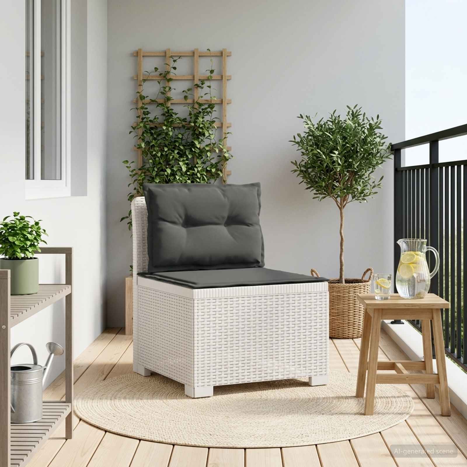vidaXL Eénpersoons Tuinbank Rattan Look PP Antraciet