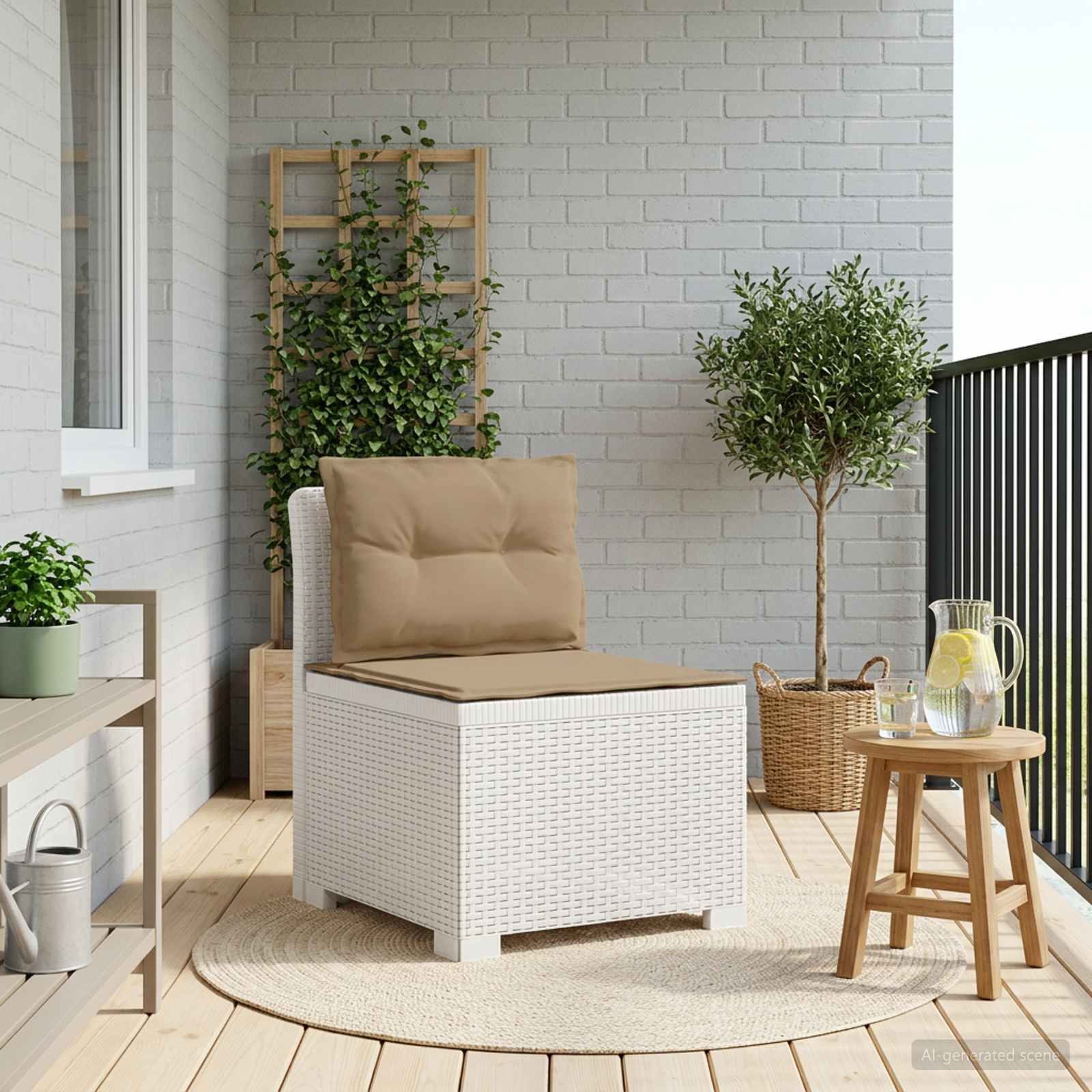 vidaXL Eénpersoons Tuinbank Rattan Look PP Antraciet