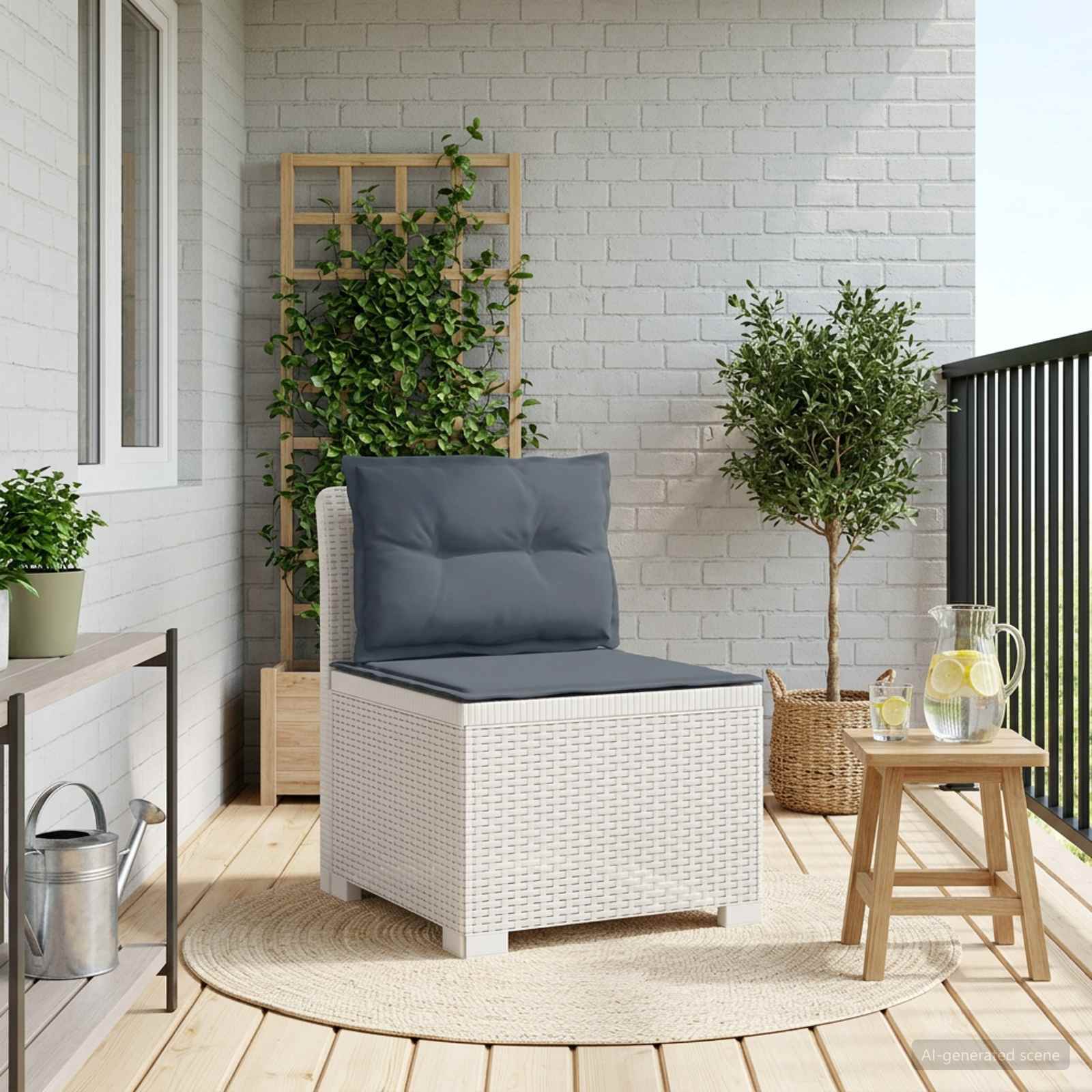 vidaXL Eénpersoons Tuinbank Rattan Look PP Antraciet