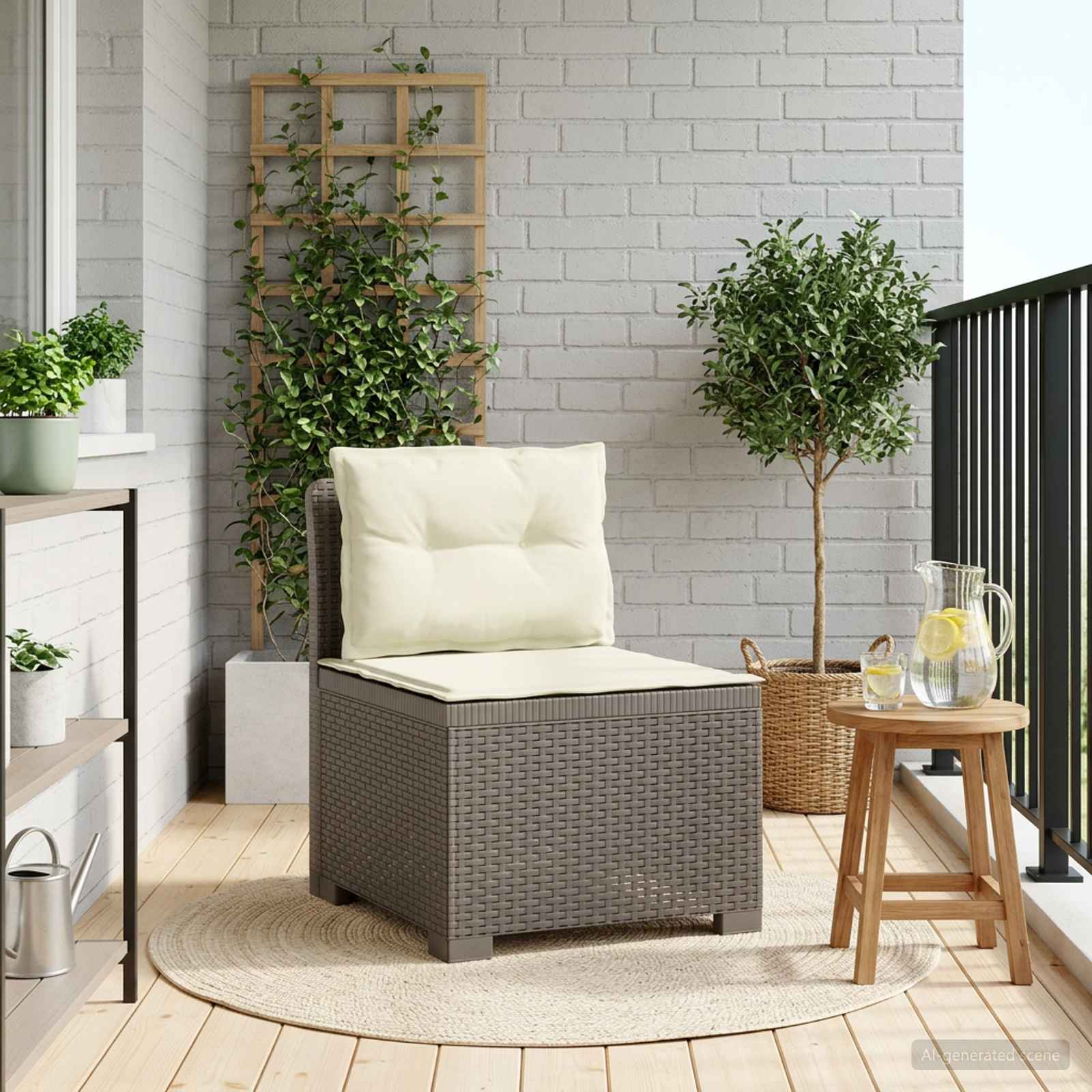 vidaXL Eénpersoons Tuinbank Rattan Look PP Antraciet