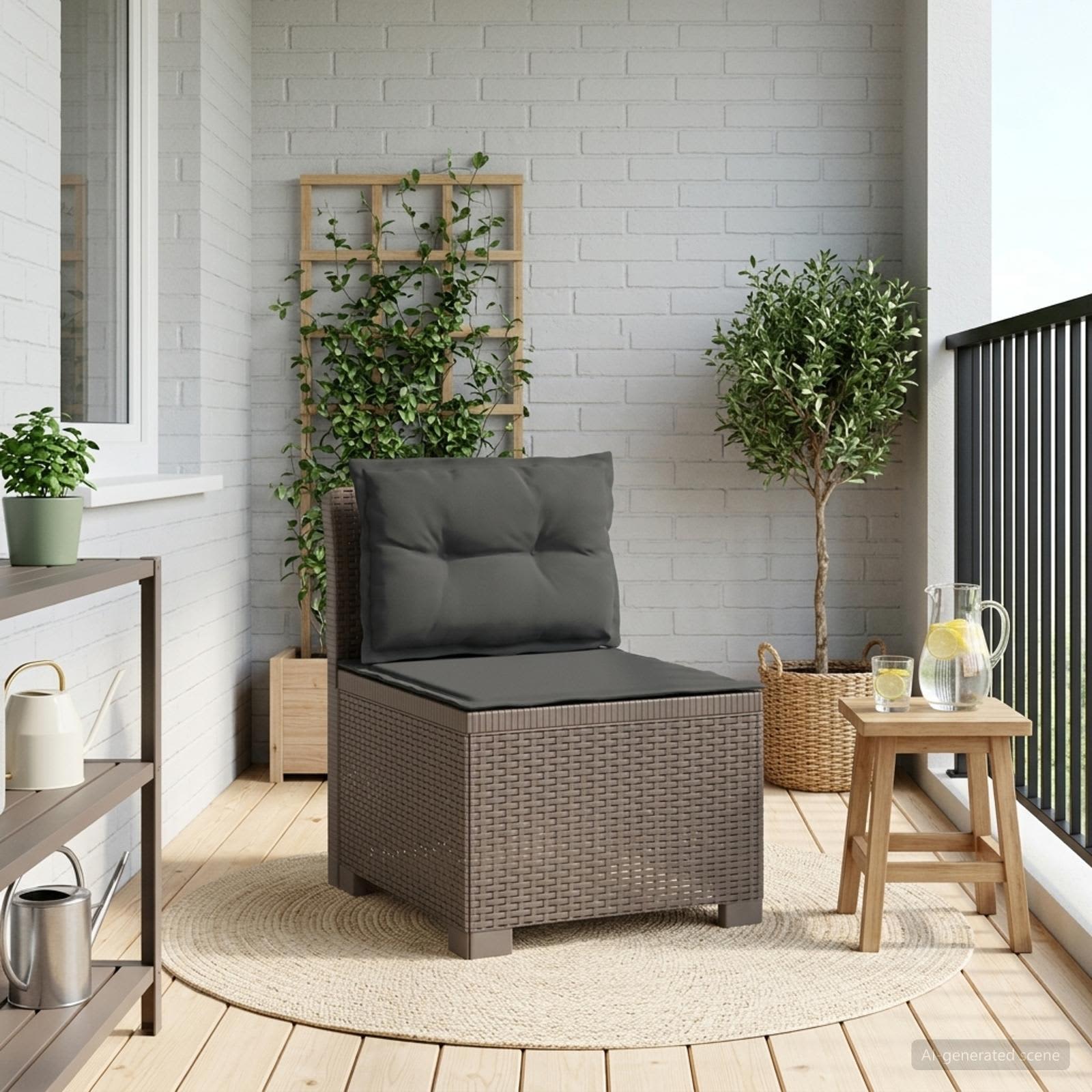 vidaXL Eénpersoons Tuinbank Rattan Look PP Antraciet
