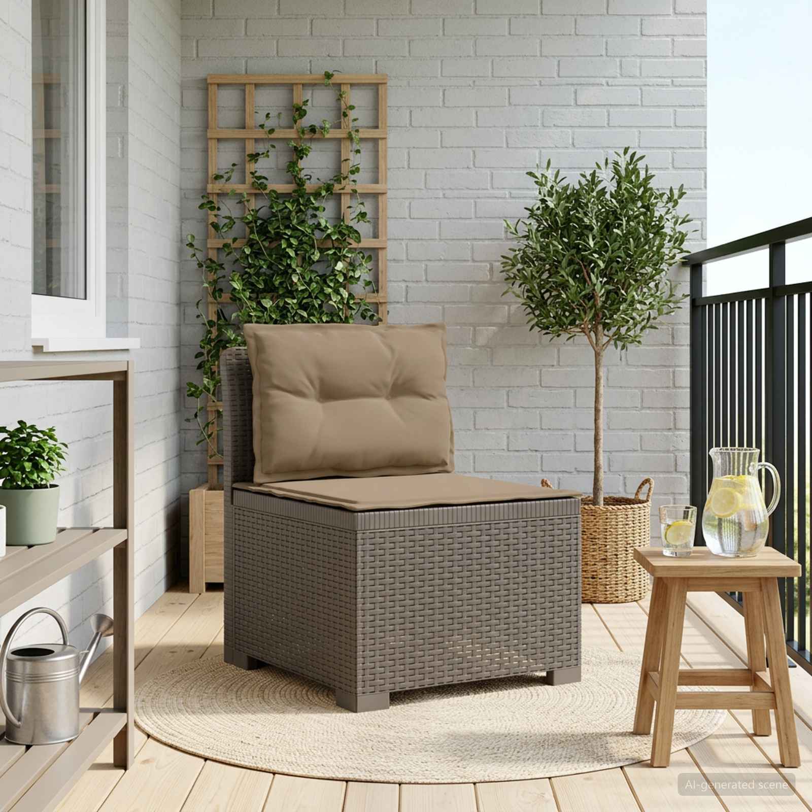 vidaXL Eénpersoons Tuinbank Rattan Look PP Antraciet