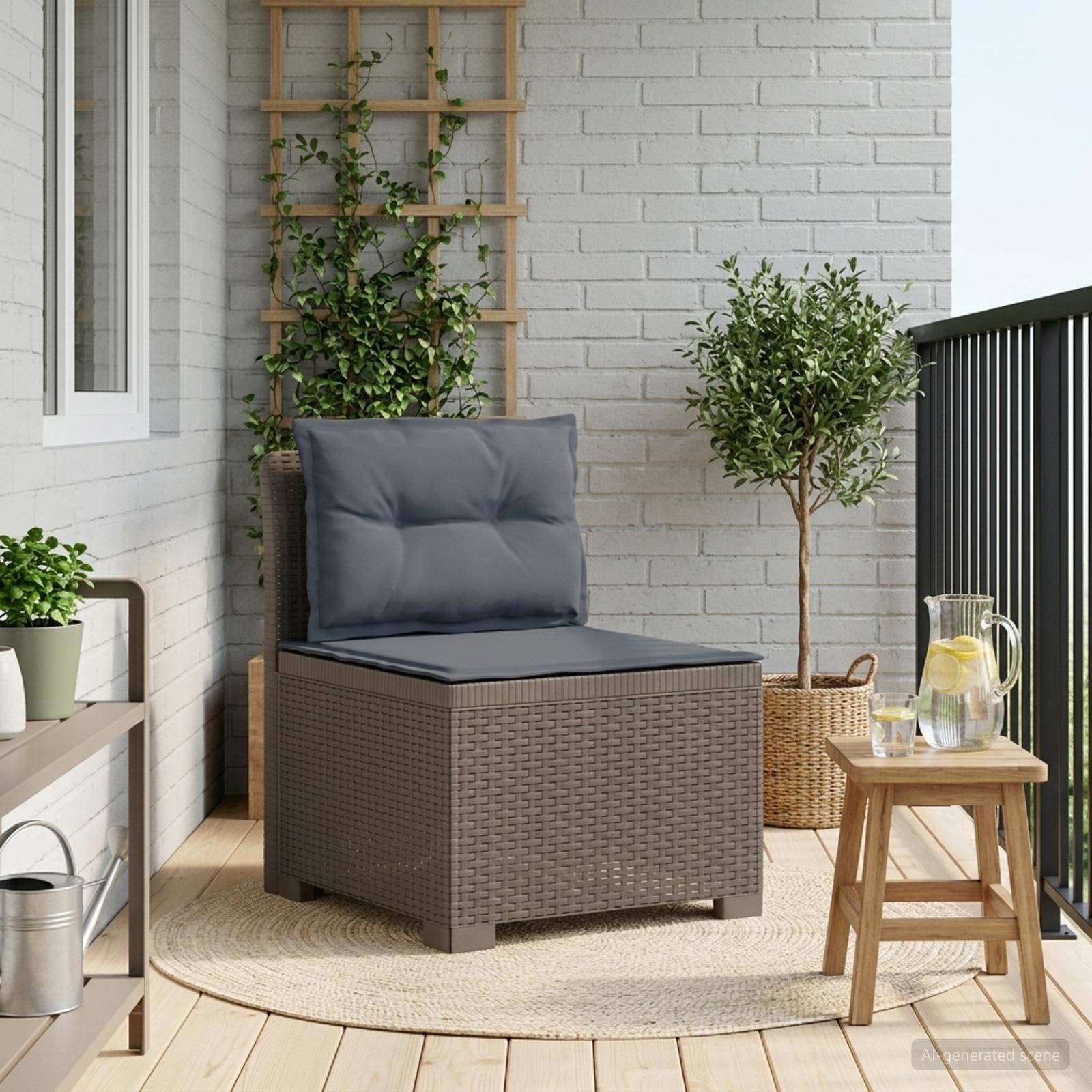vidaXL Eénpersoons Tuinbank Rattan Look PP Antraciet