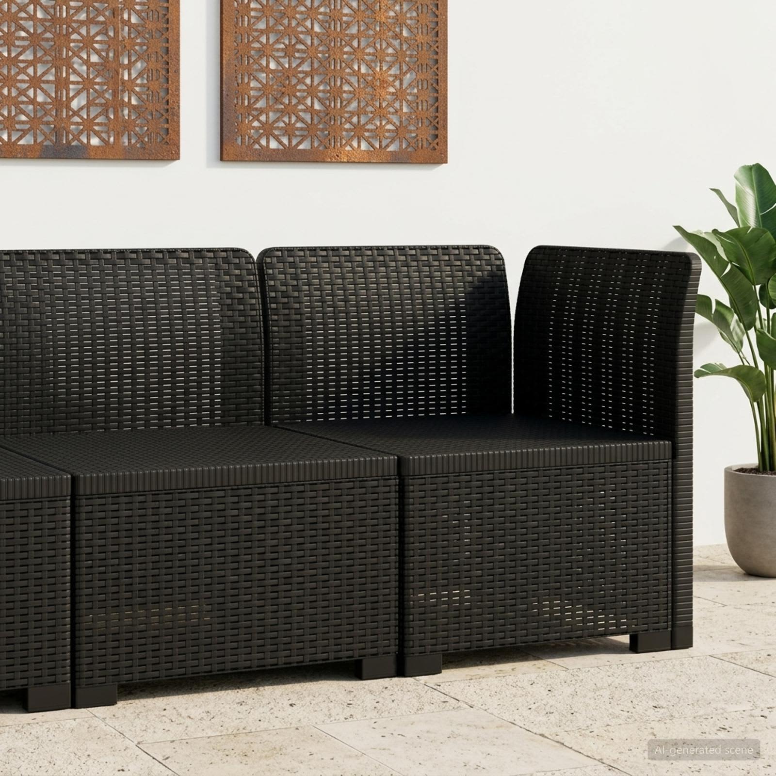 vidaXL Eénpersoons Tuinbank Rattan Look PP Antraciet