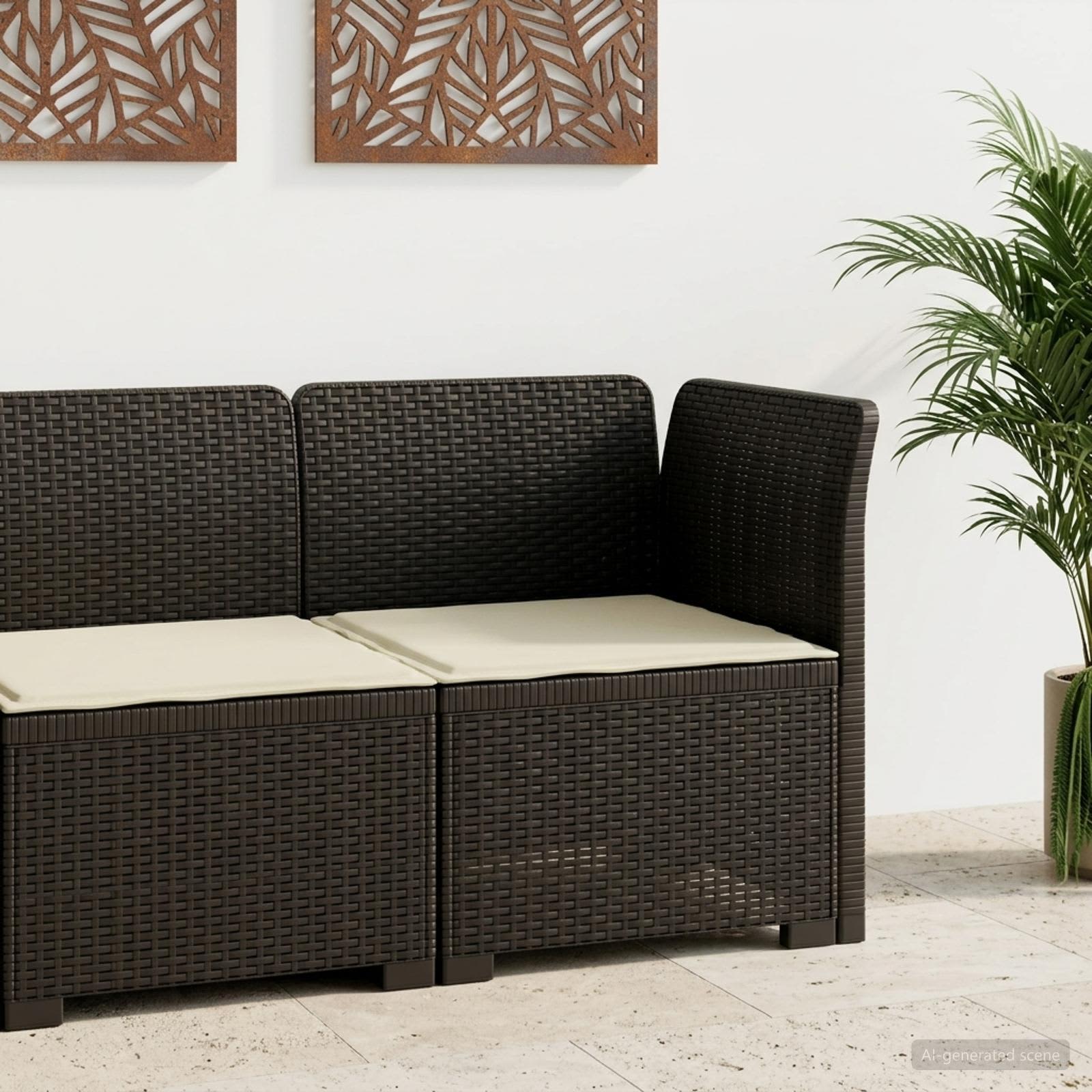 vidaXL Eénpersoons Tuinbank Rattan Look PP Antraciet