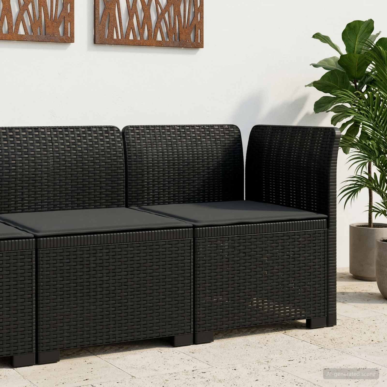 vidaXL Eénpersoons Tuinbank Rattan Look PP Antraciet