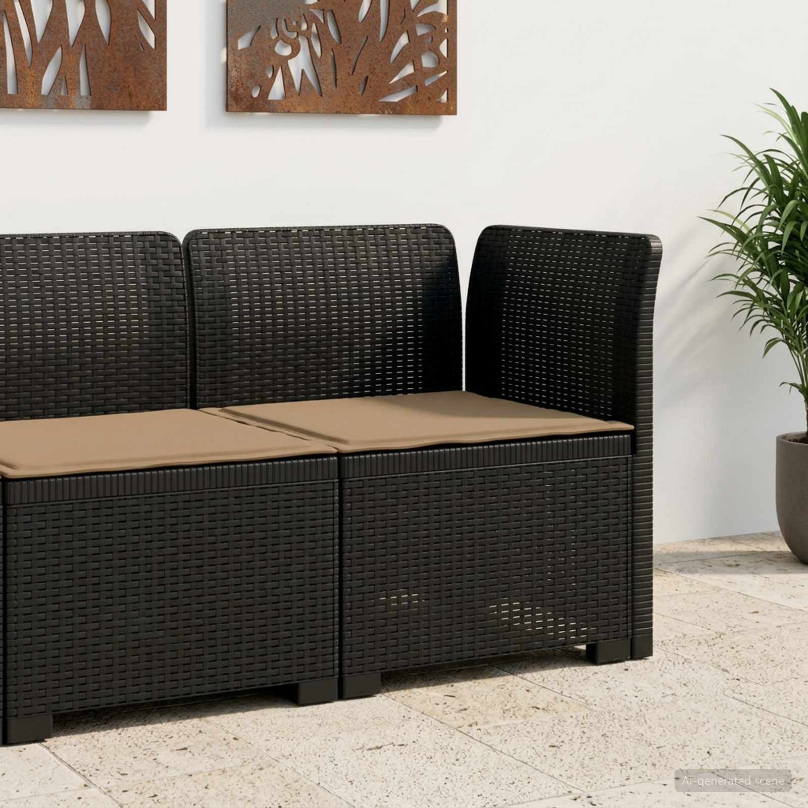 vidaXL Eénpersoons Tuinbank Rattan Look PP Antraciet