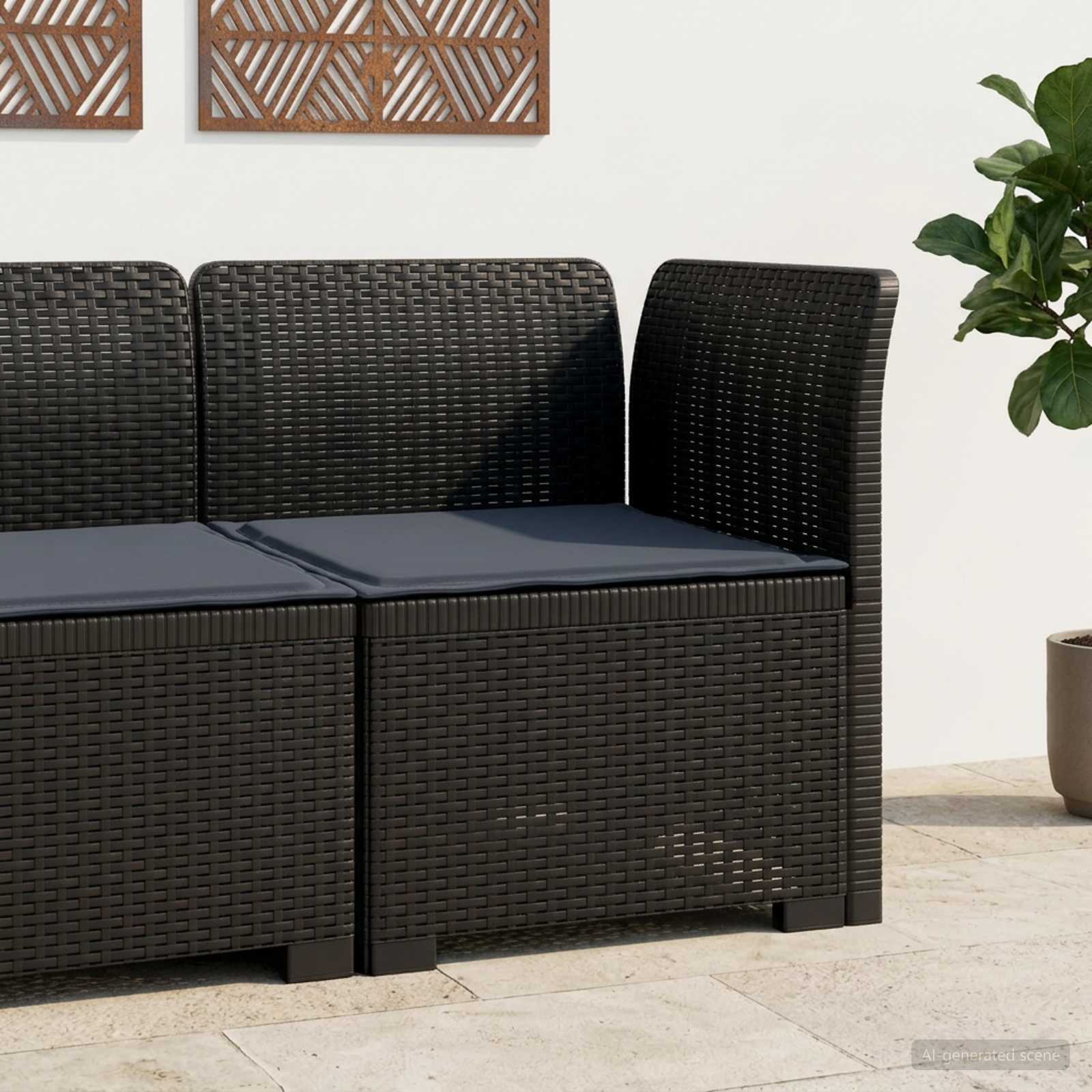 vidaXL Eénpersoons Tuinbank Rattan Look PP Antraciet