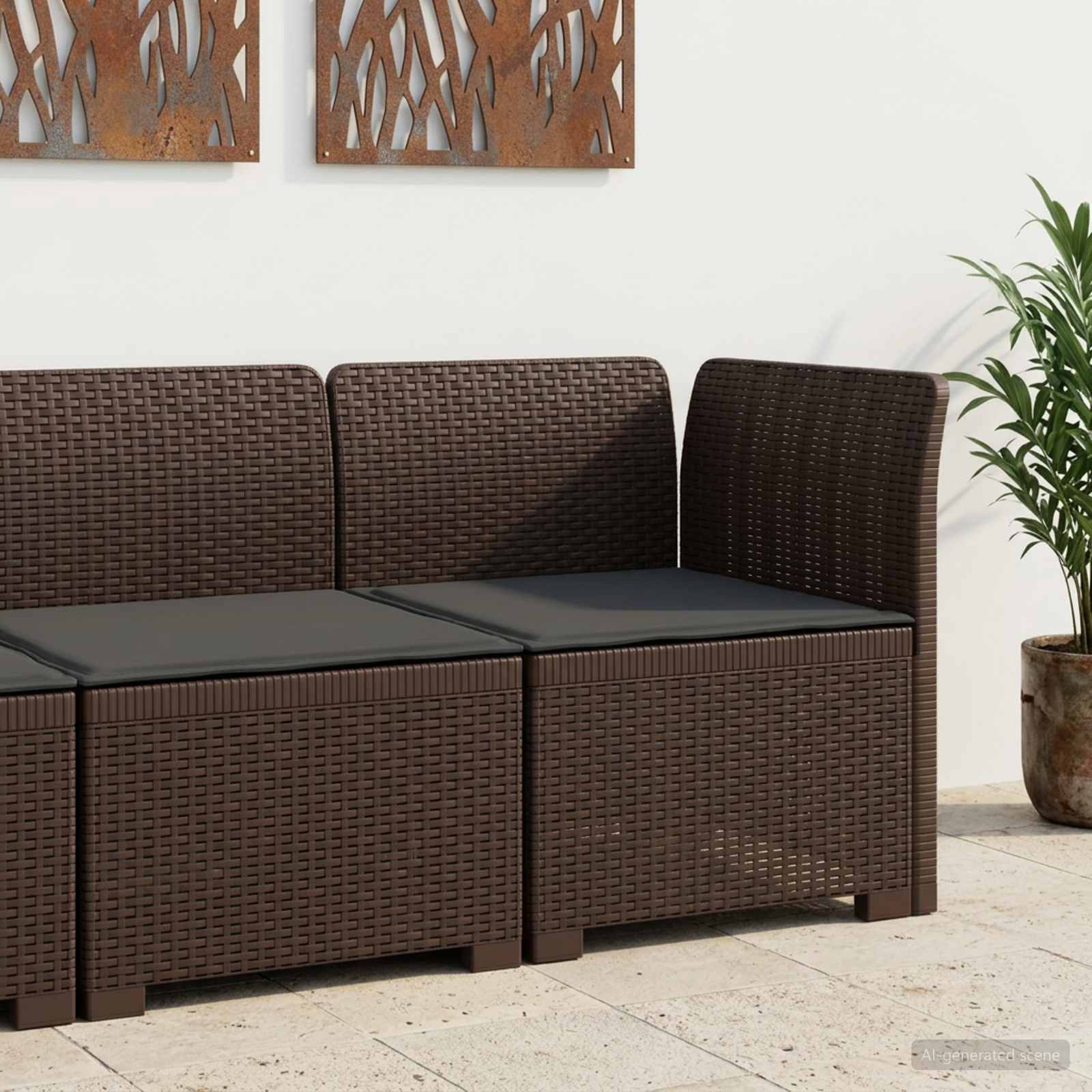 vidaXL Eénpersoons Tuinbank Rattan Look PP Antraciet