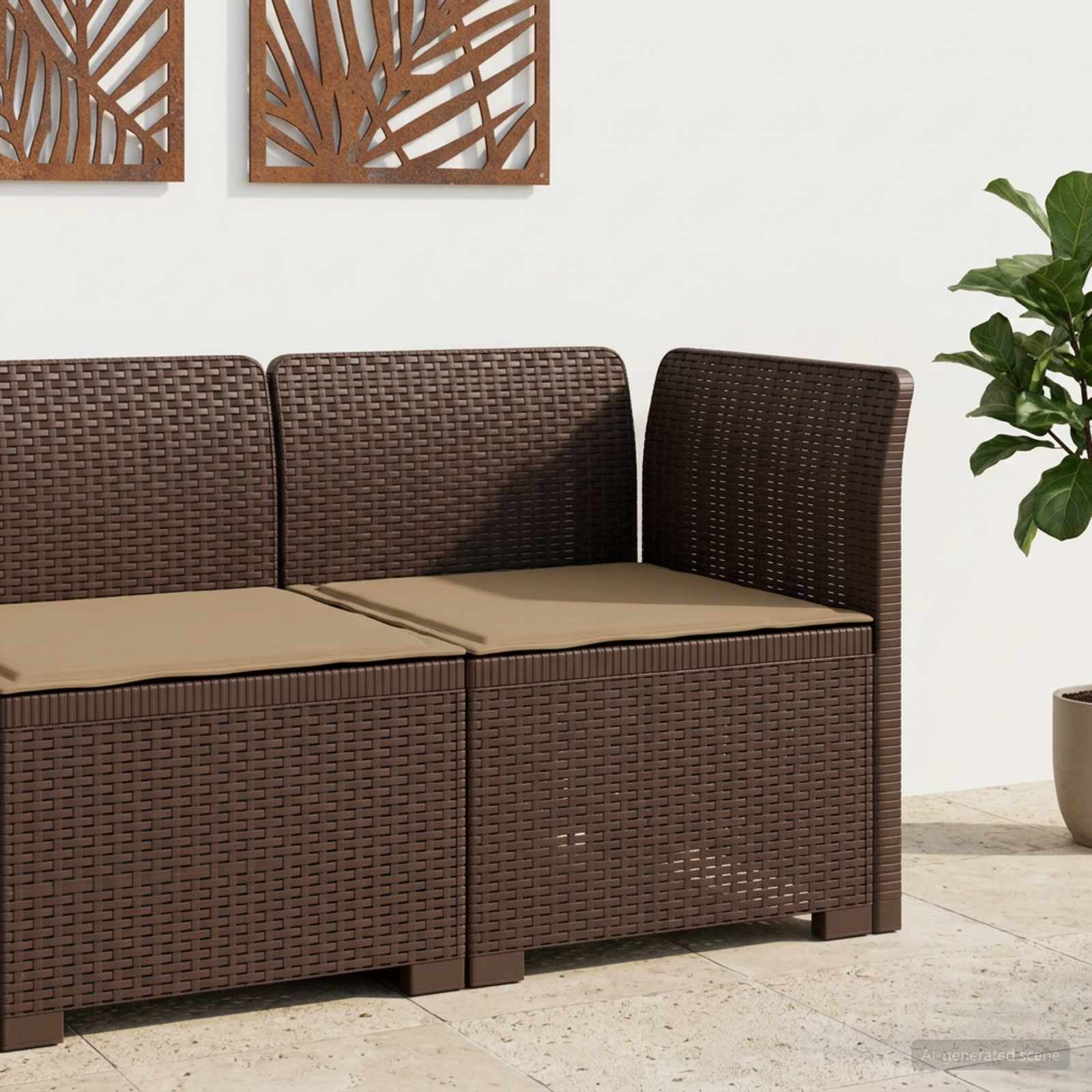 vidaXL Eénpersoons Tuinbank Rattan Look PP Antraciet