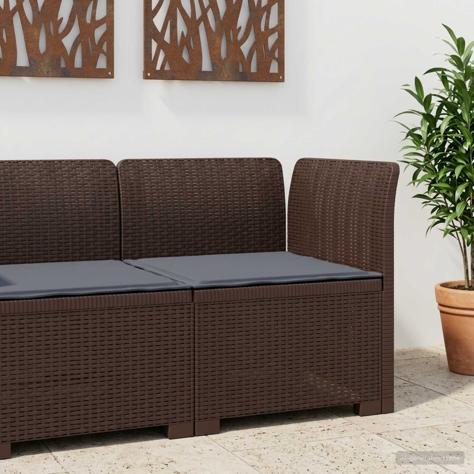 vidaXL Eénpersoons Tuinbank Rattan Look PP Antraciet