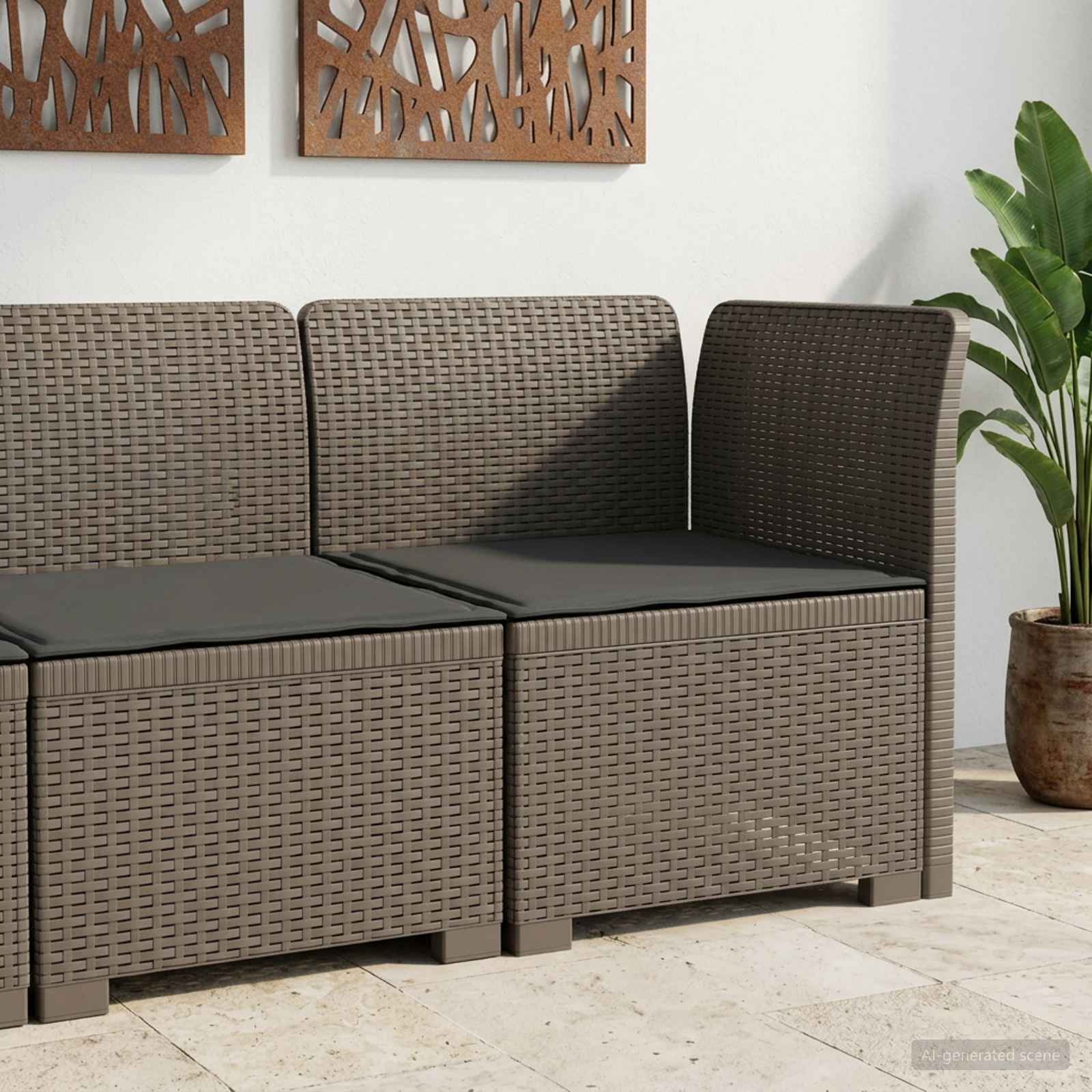 vidaXL Eénpersoons Tuinbank Rattan Look PP Antraciet
