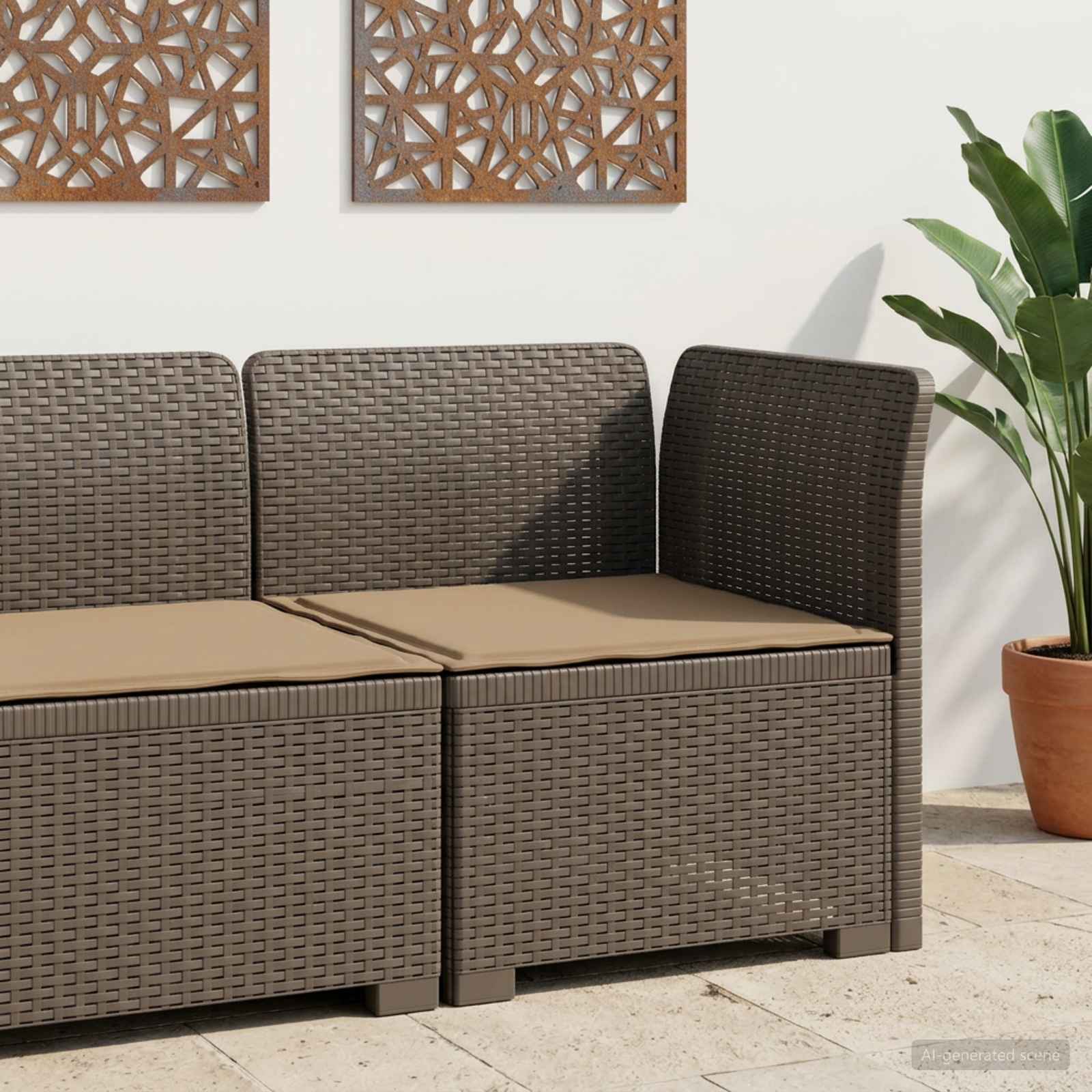 vidaXL Eénpersoons Tuinbank Rattan Look PP Antraciet