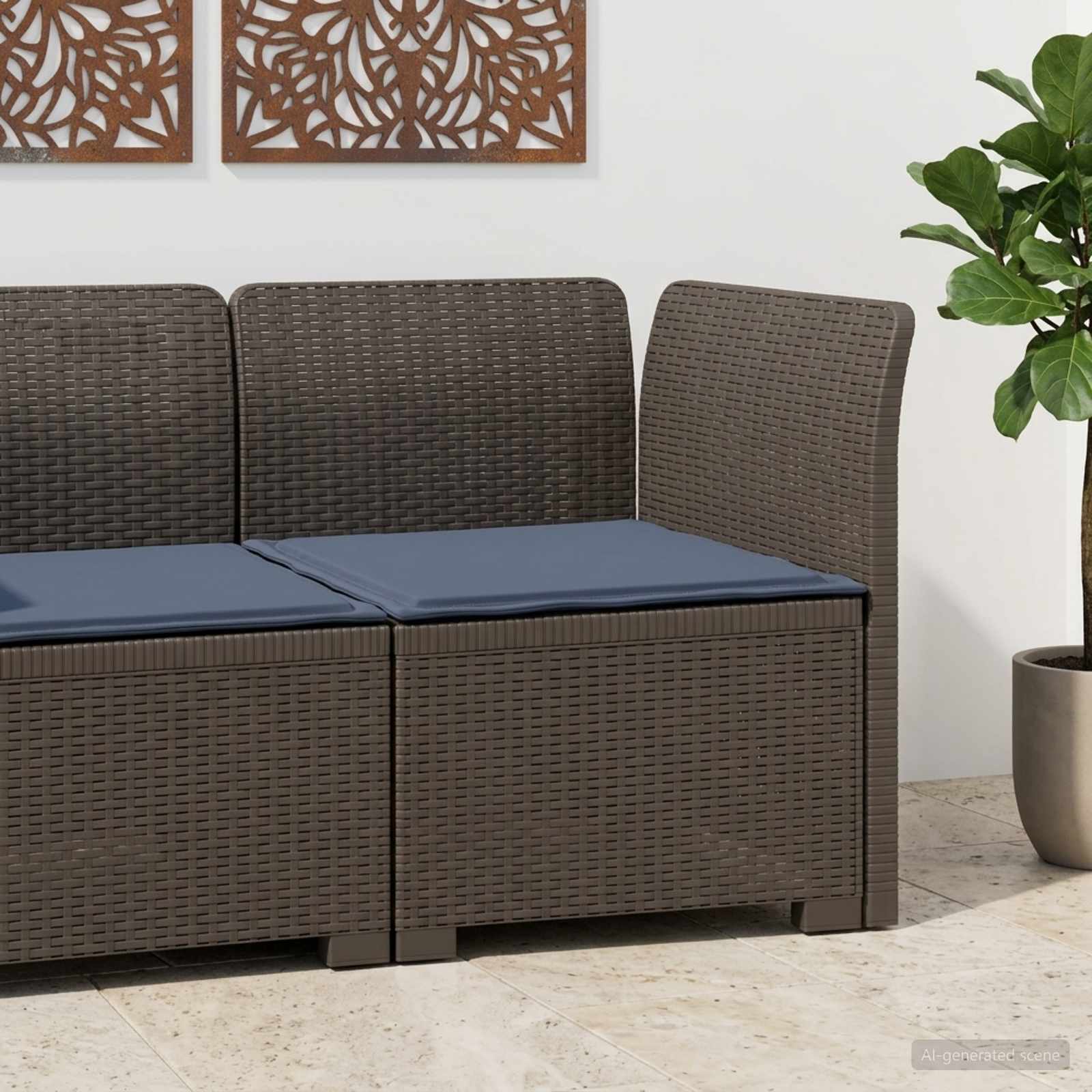 vidaXL Eénpersoons Tuinbank Rattan Look PP Antraciet