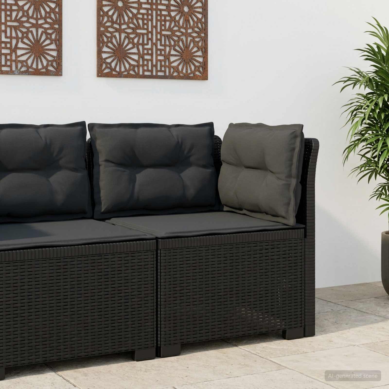 vidaXL Eénpersoons Tuinbank Rattan Look PP Antraciet