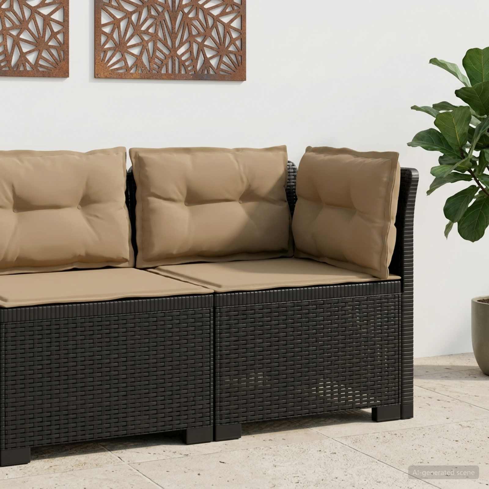 vidaXL Eénpersoons Tuinbank Rattan Look PP Antraciet