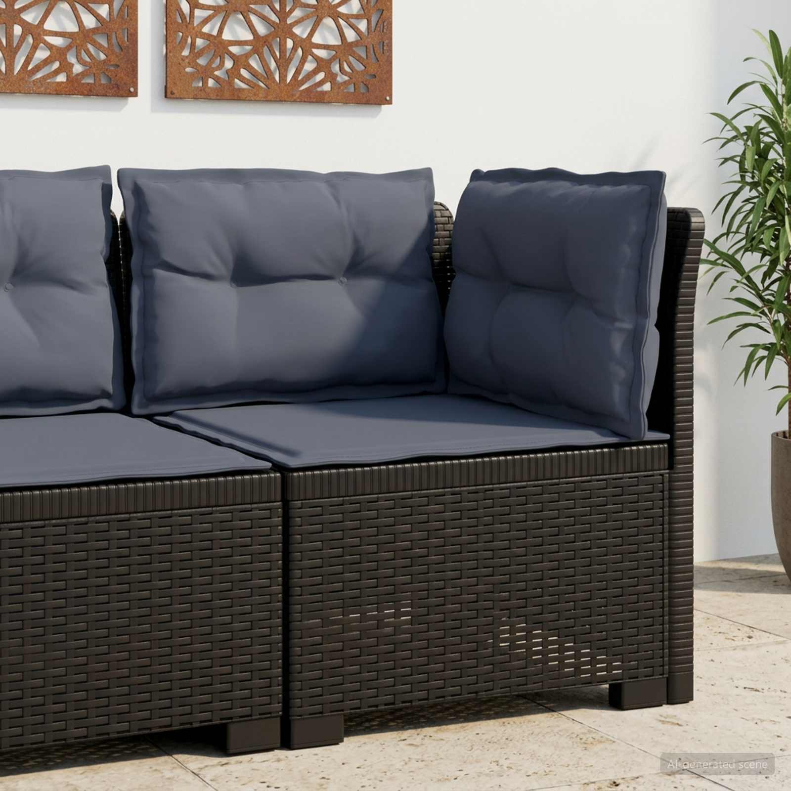 vidaXL Eénpersoons Tuinbank Rattan Look PP Antraciet