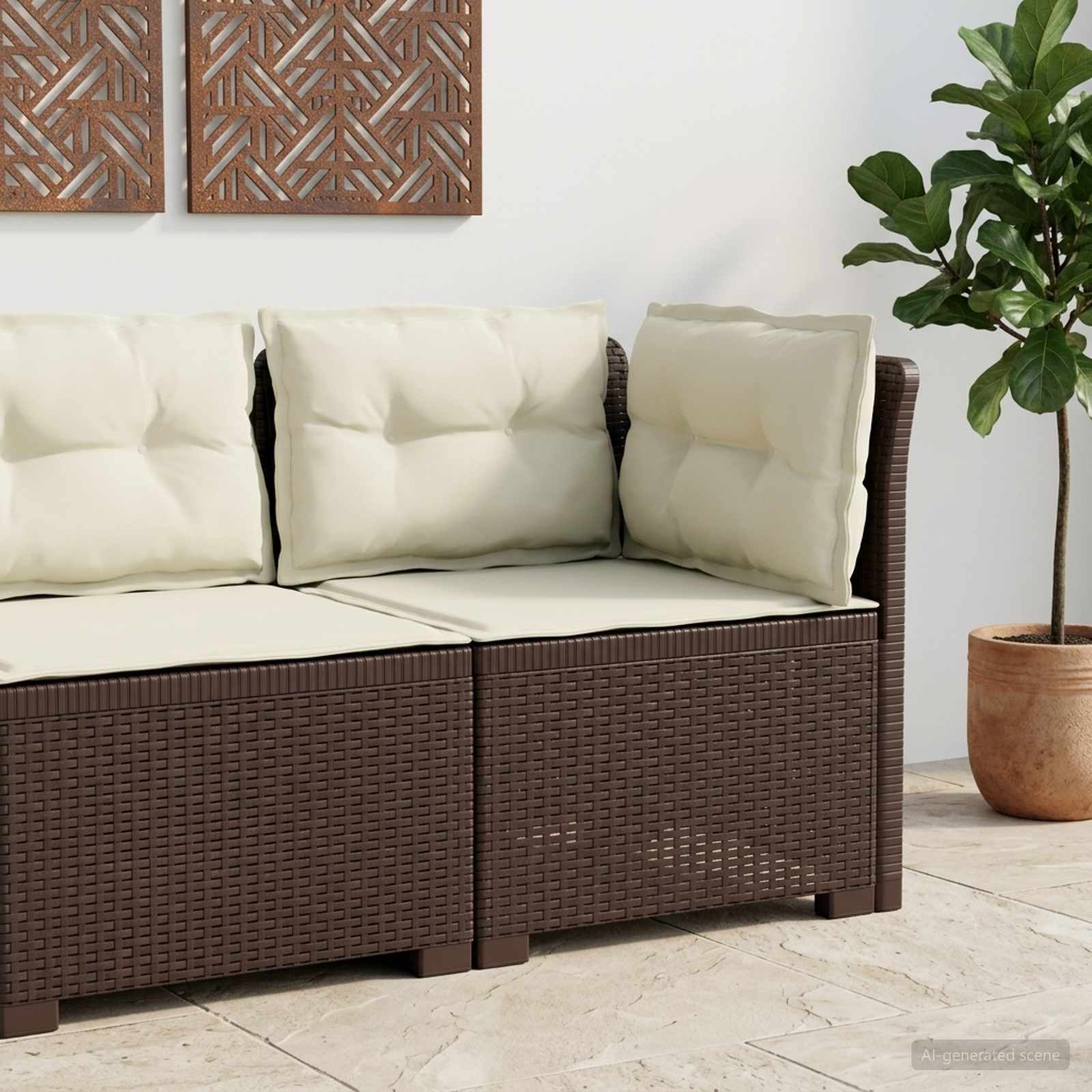 vidaXL Eénpersoons Tuinbank Rattan Look PP Antraciet