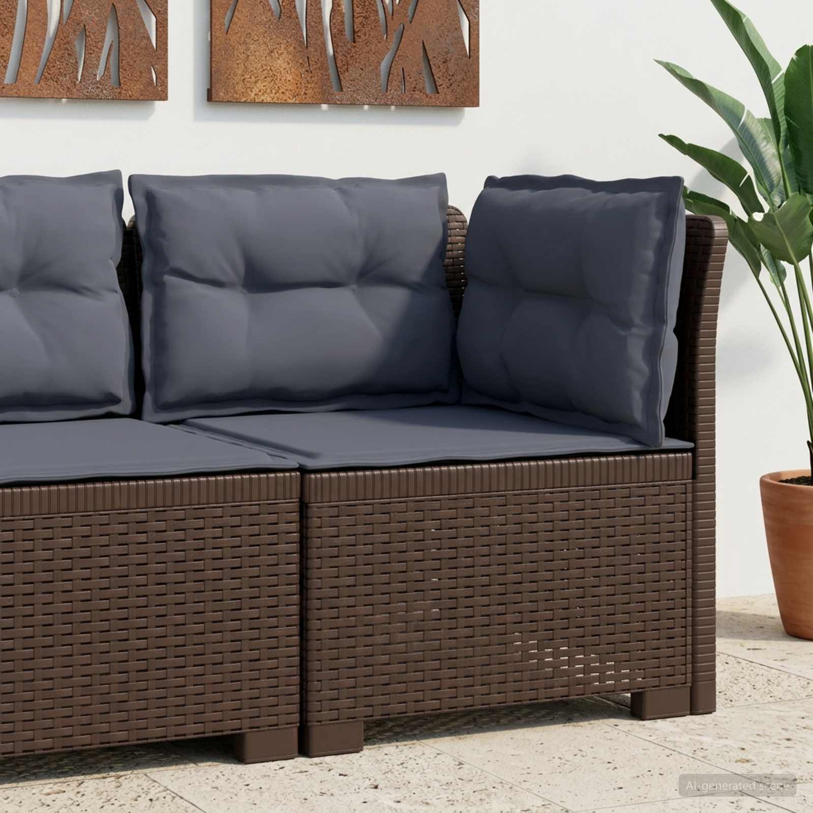 vidaXL Eénpersoons Tuinbank Rattan Look PP Antraciet