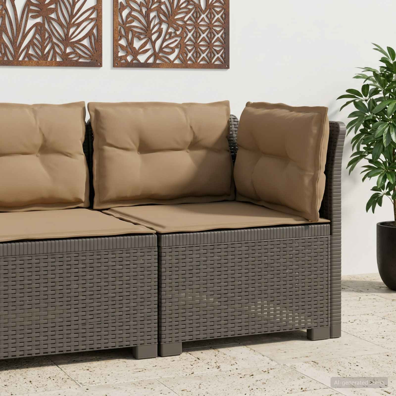 vidaXL Eénpersoons Tuinbank Rattan Look PP Antraciet