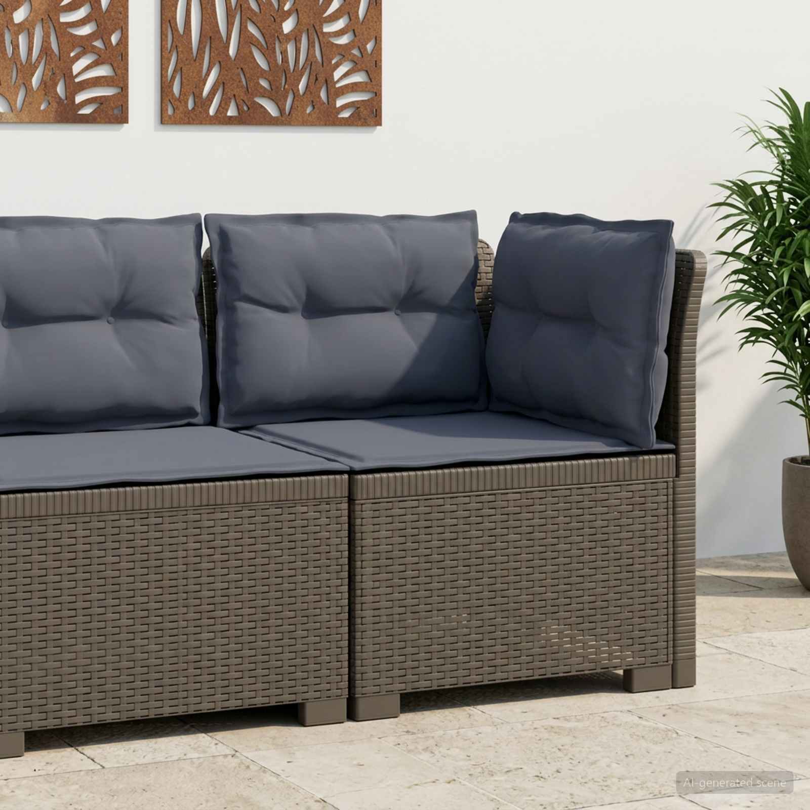 vidaXL Eénpersoons Tuinbank Rattan Look PP Antraciet