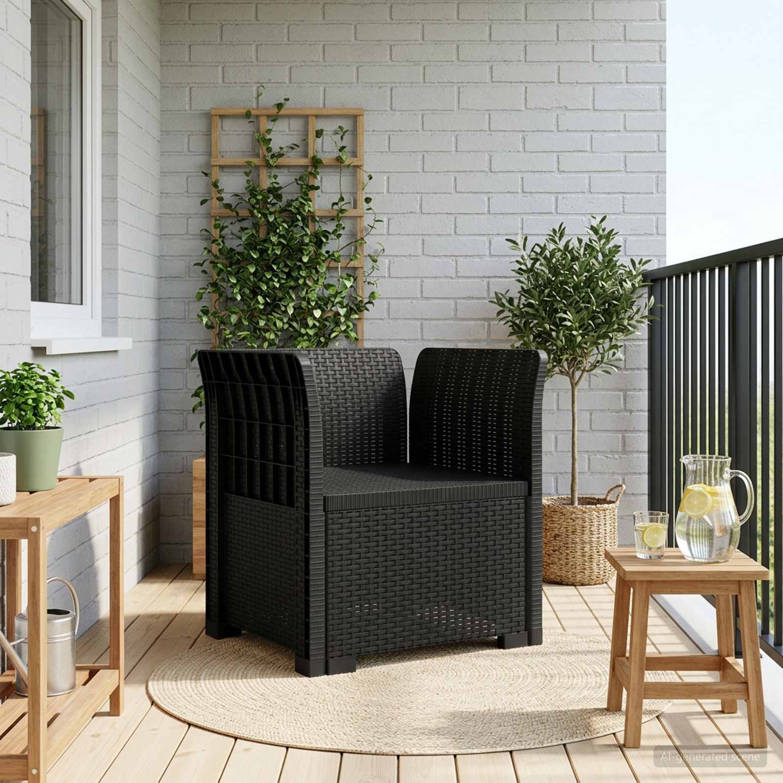 vidaXL Eénpersoons Tuinbank Rattan Look PP Antraciet