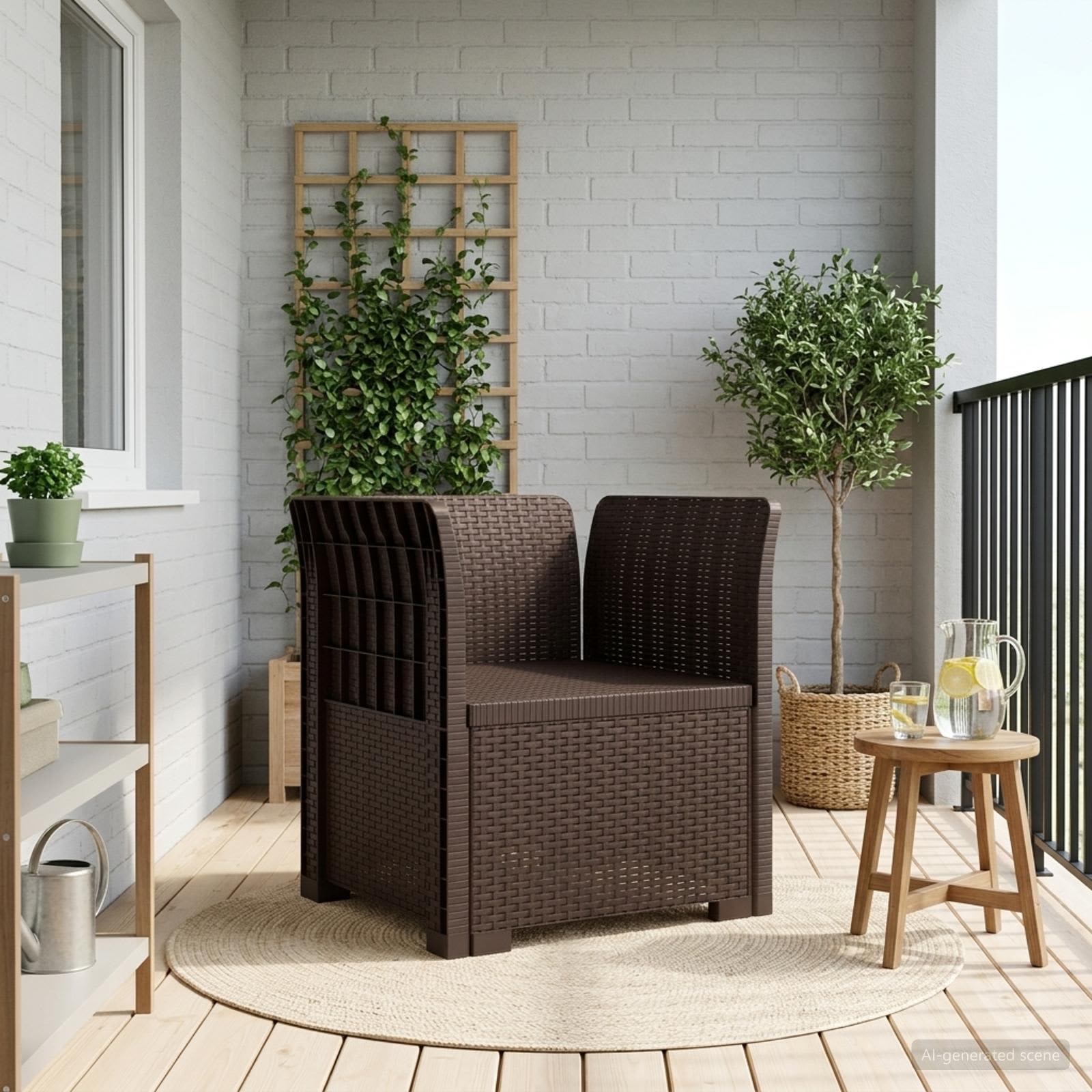 vidaXL Eénpersoons Tuinbank Rattan Look PP Antraciet